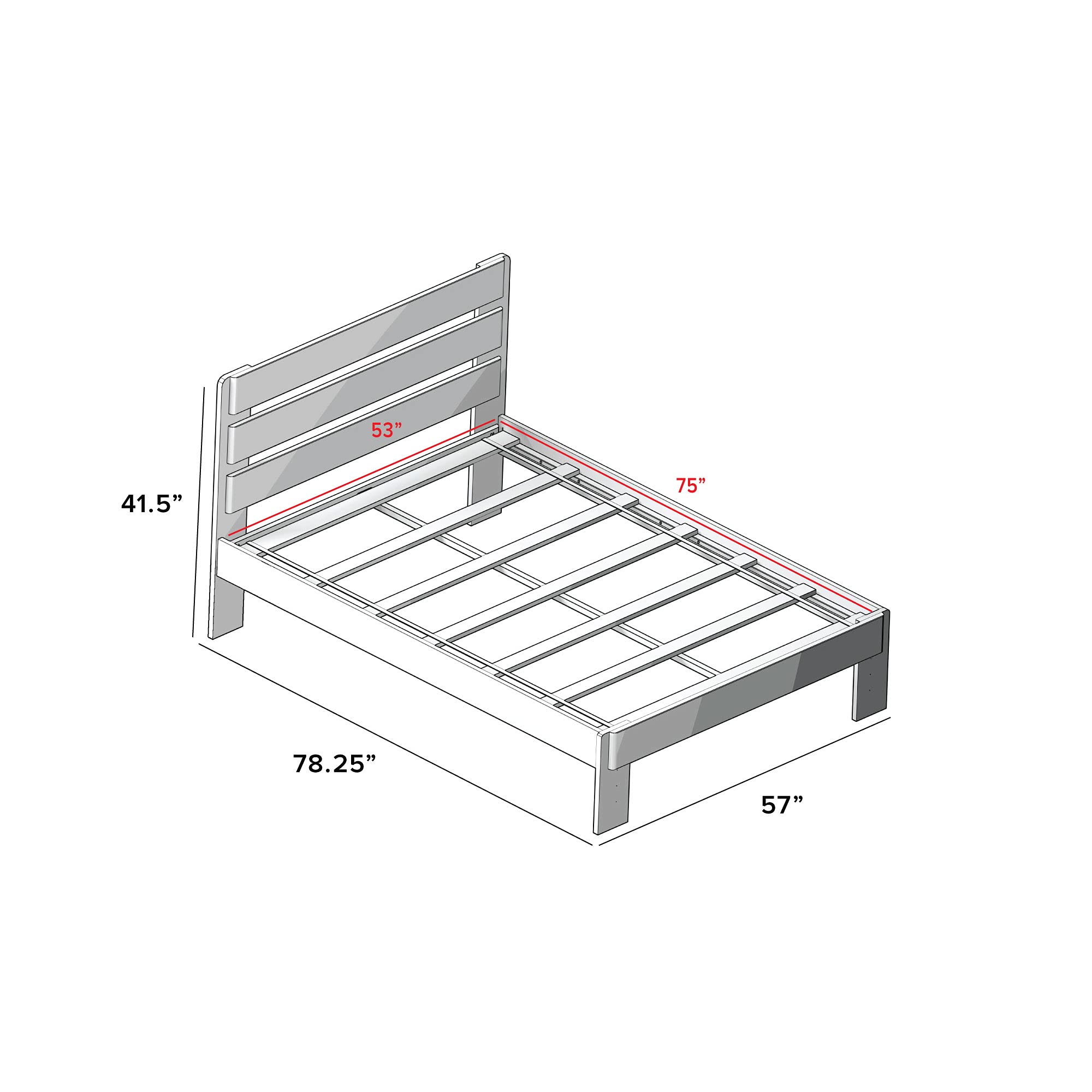 Max & Lily Modern Farmhouse Full Size Platform Bed with Plank Headboard in Driftwood Finish - Perfect for Bedroom, Guest Room & Farmhouse Style Home Decor