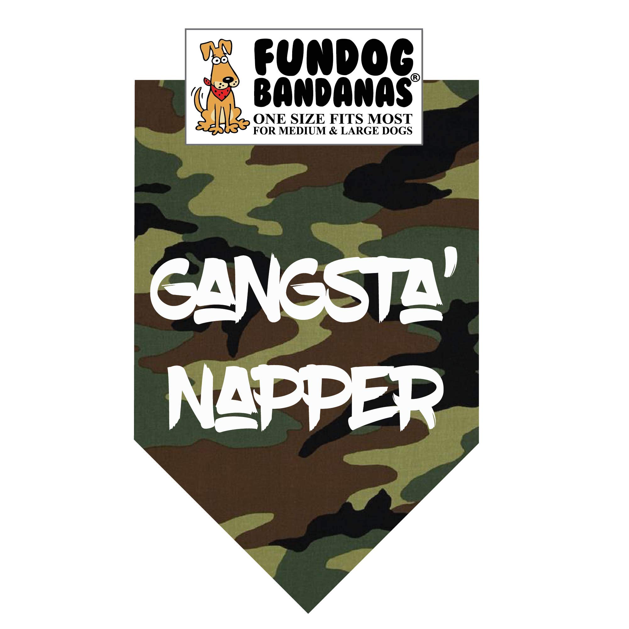 Gangsta Napper Dog Bandana - Adjustable Pet Bandana for Medium & Large Dogs - Green Camo Pattern - Perfect for Outdoor Adventures, Dog Parks & Photo Shoots