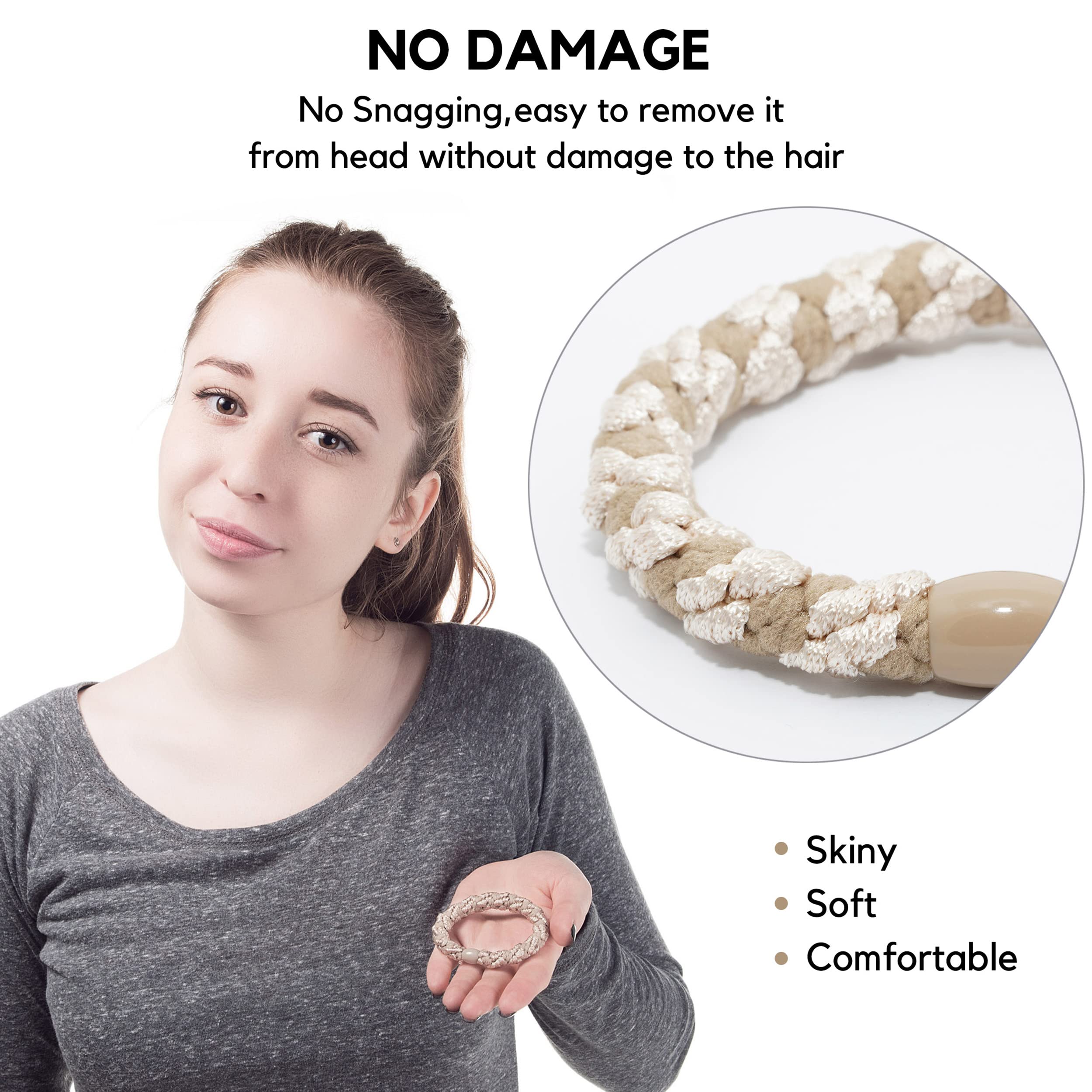 18 Pcs No Damage Hair Ties for Women & Girls - Soft Ponytail Holders for Thick Hair, No Crease Elastic Hair Bands (HBY) - Perfect for Workouts, Office & Daily Styling