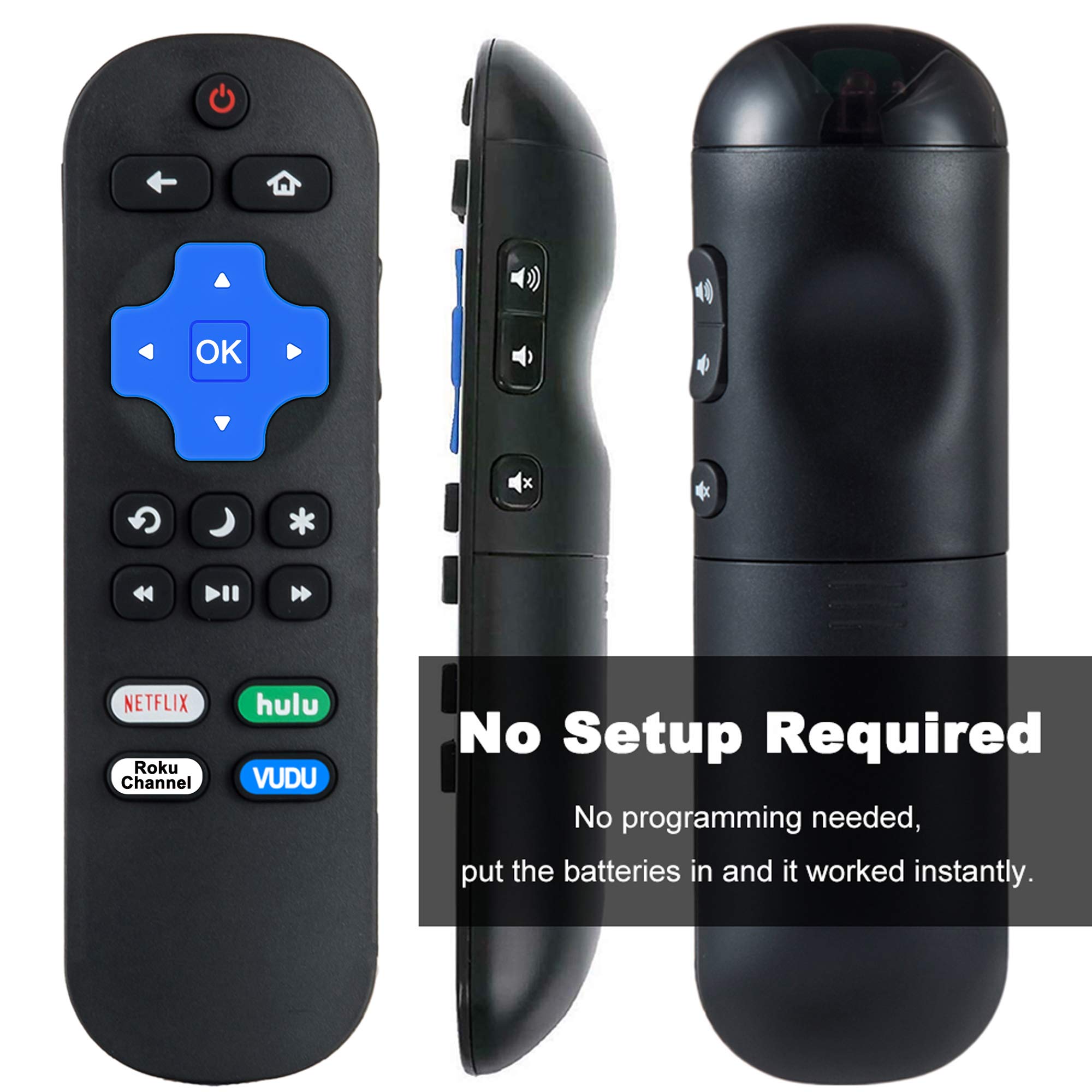 Hisense Roku TV Remote Replacement HU-RCRUS-21G - Universal Compatible with All Hisense Roku TVs, No Setup Required, 4 Shortcut Keys - Perfect for Living Room, Bedroom & Home Theater Entertainment