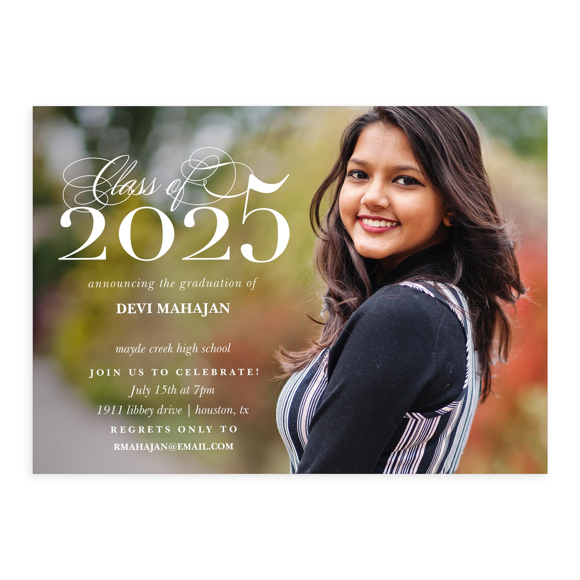 Custom Graduation Announcements Class of 2025 - Premium 5x7 Photo Invitation Cards with White Envelopes - Personalized Elegant Design for High School & College Graduates - Perfect for Commencement Ceremonies & Memory Keepsakes
