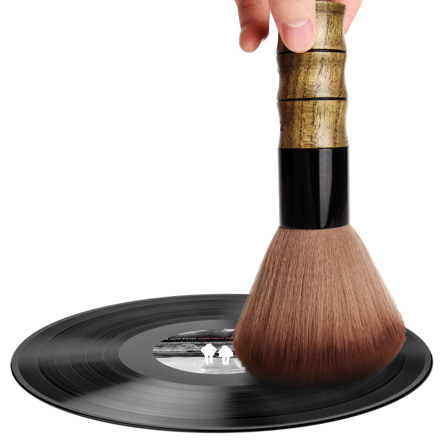 Facmogu LP Cleaning Brush - Soft Anti-Static Vinyl Record Cleaner for Turntables, CDs & Cartridges | Gentle Hair Salon Brush for Professional Use | Perfect for Home Audio Systems & Record Collections