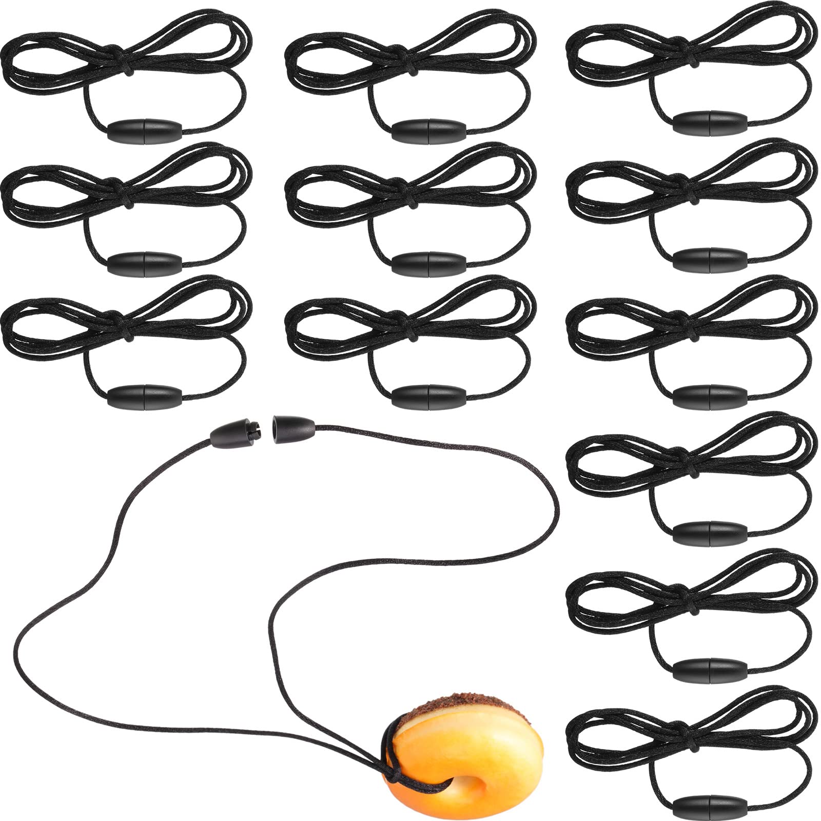 12pcs Breakaway Necklace Cords with Safety Clasps - Black Nylon for Chew Necklaces & Jewelry Making
