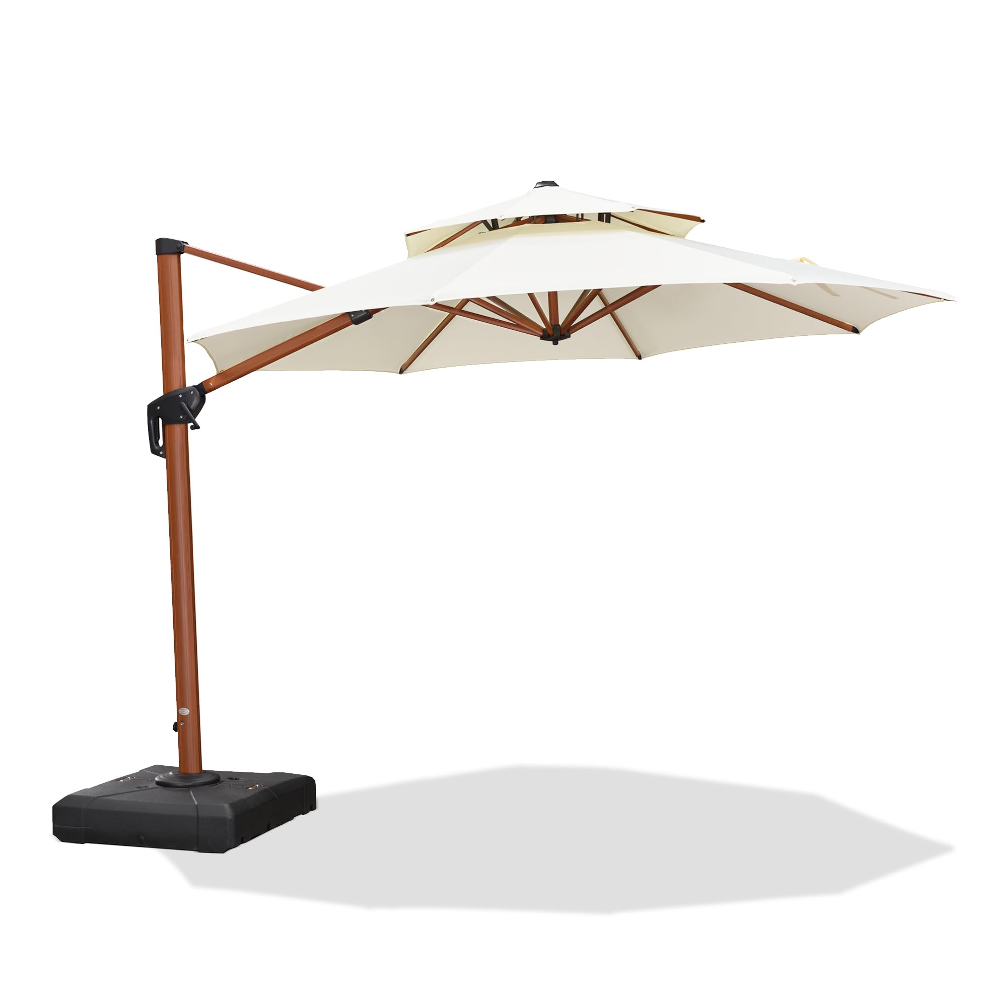 Purple Leaf 10ft Windproof Cantilever Umbrella for Patio, Pool & Garden - Cream