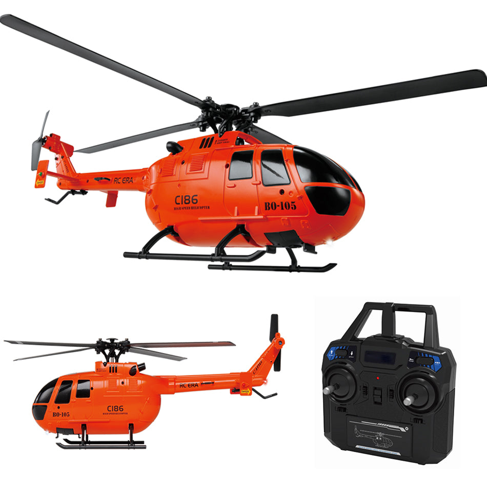 RC ERA C186 Pro BO105 Gyro Stabilized RTF Helicopter - Ready to Fly Remote Control Helicopter for Adults & Kids - Indoor & Outdoor RC Toy for Beginners and Hobbyists