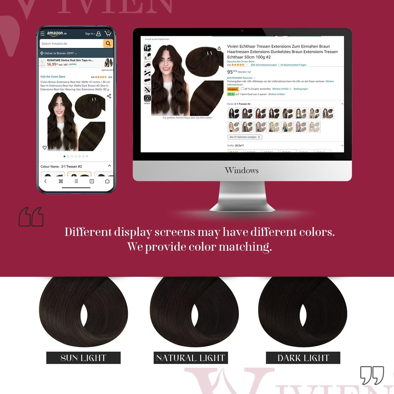 Vivien Real Human Hair Extensions 18 Inch Dark Brown Straight Sew-In Weft 100G for Women - Full Head Thick Natural Hair for Daily Styling & Special Occasions