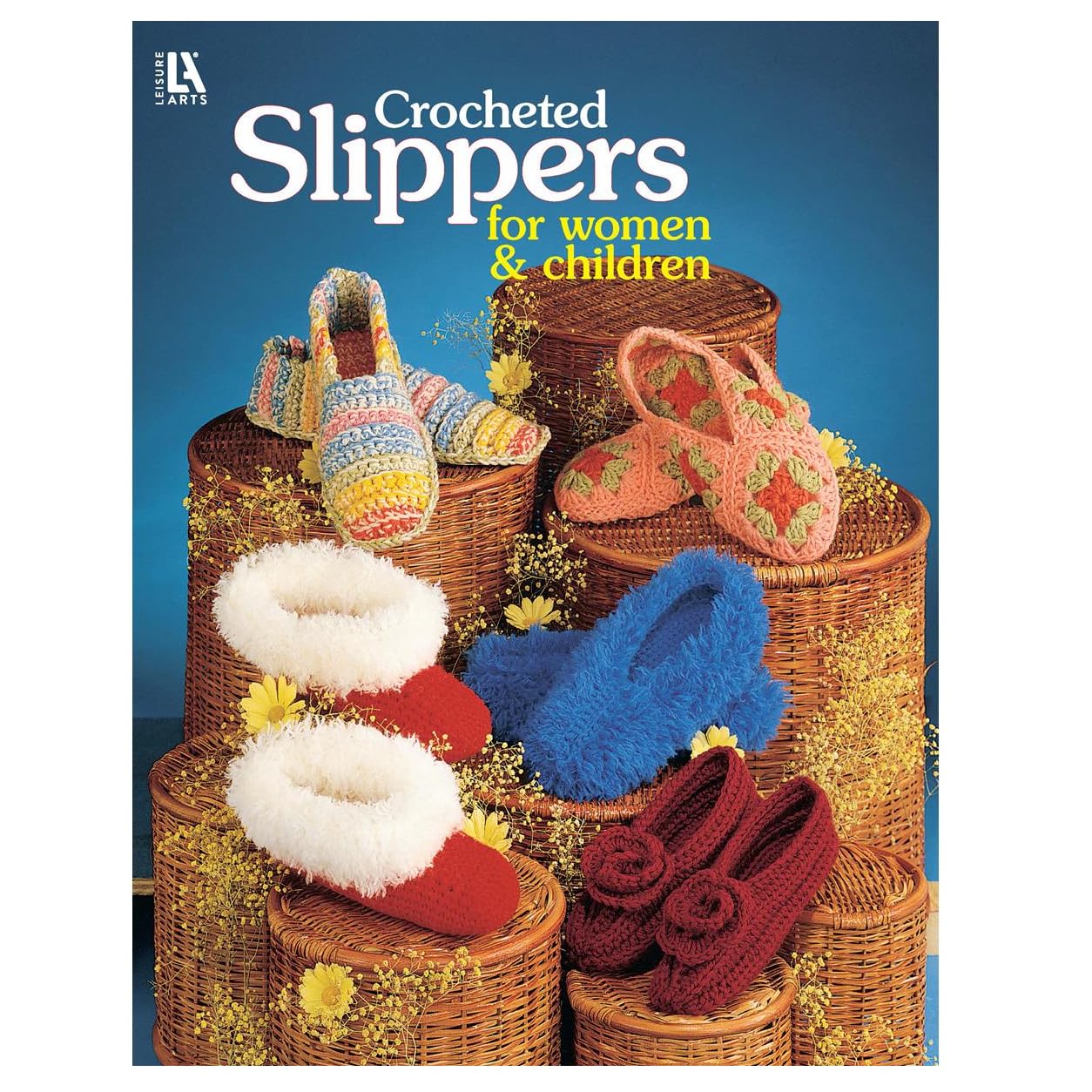 LEISURE ARTS Crochet Slippers Pattern Book for Women & Kids - Easy Stitch Guide for Beginners | DIY Home Footwear Projects & Gift Ideas