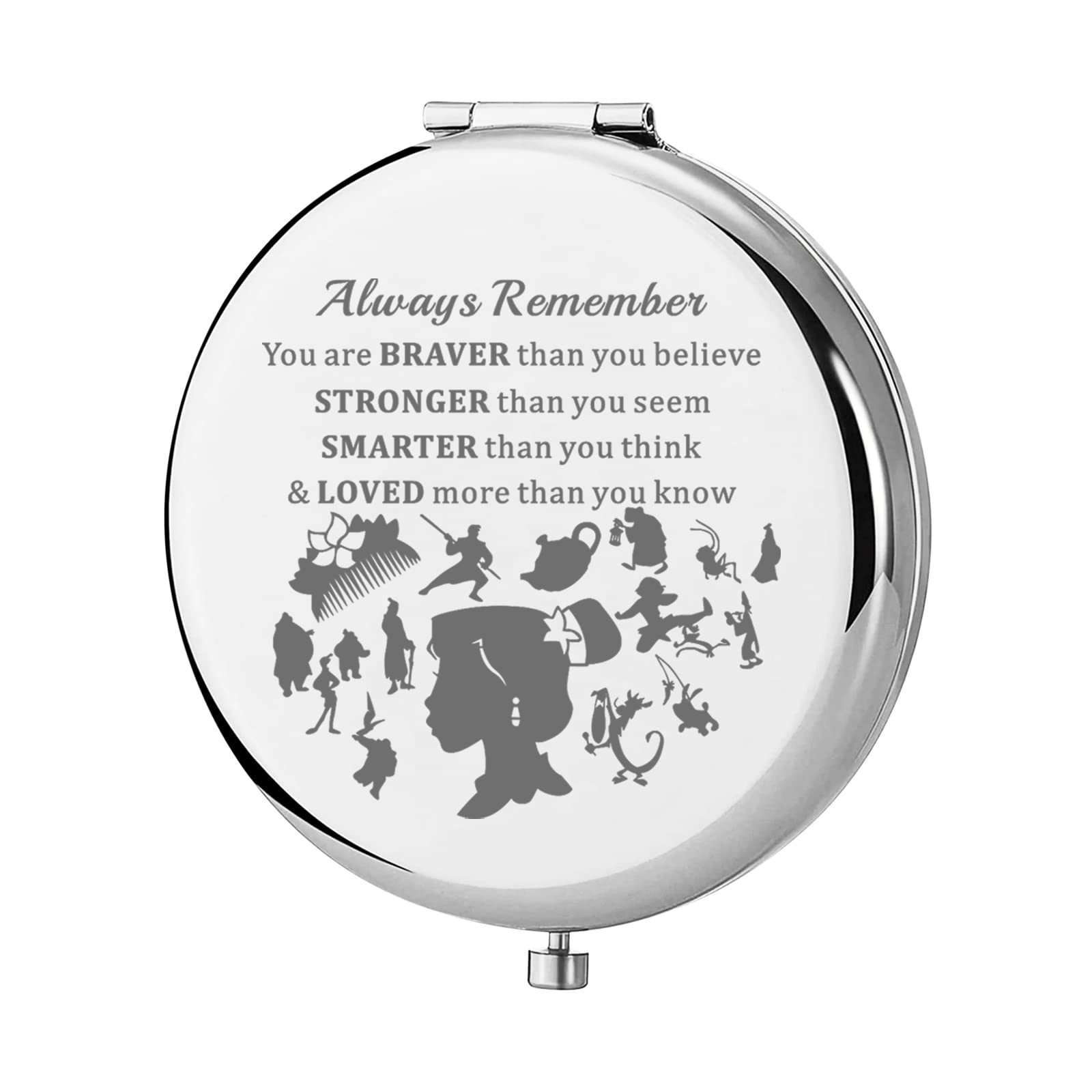 KEYCHIN Heronine Princess & Dragon Themed Pocket Mirror - Inspirational Compact Makeup Mirror with 'You Are Braver Stronger Smarter' Quote | Perfect Gift for Fantasy Fans, Cosplay Lovers & Daily Makeup Touch-Ups (MLAN Mirror-S)