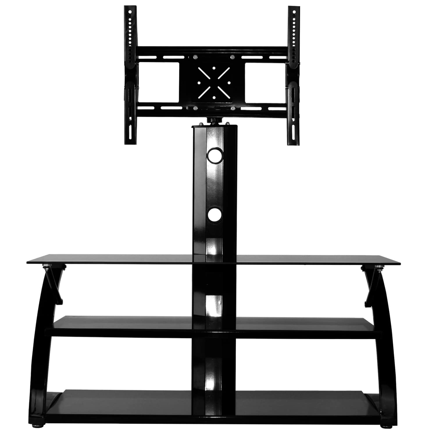 Better Home Products Black Rosa Swivel Mount Glass TV Stand for 60-inch TVs - Perfect for Living Room, Bedroom & Home Theater Setup