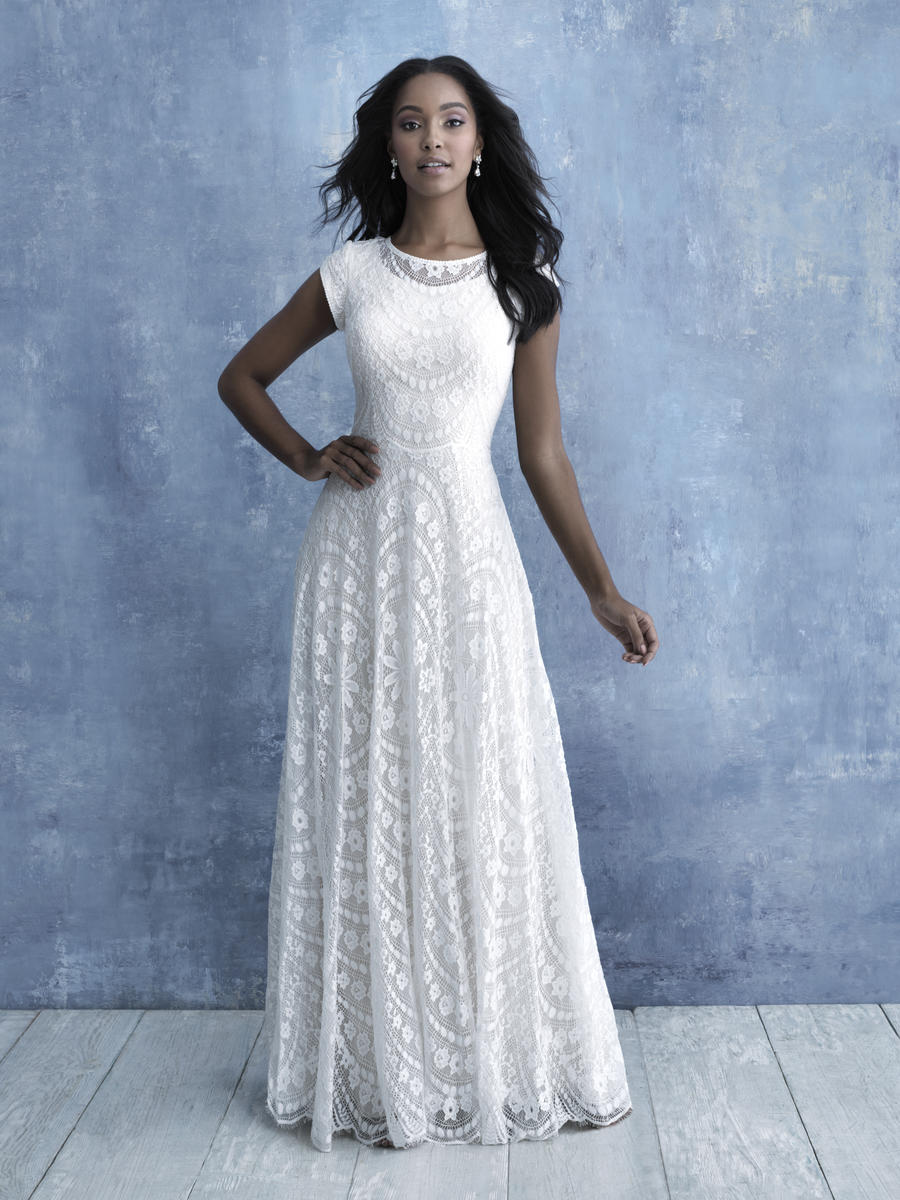Allure Modest Bridals M637 Sample Wedding Dress - Elegant Modest Bridal Gown for Church, Beach & Destination Weddings