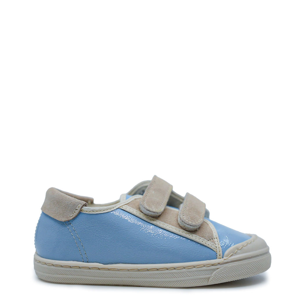 Pepe Sky Blue Patent Leather Velcro Sneakers for Men - Comfortable Casual Shoes for Walking, Running & Everyday Wear