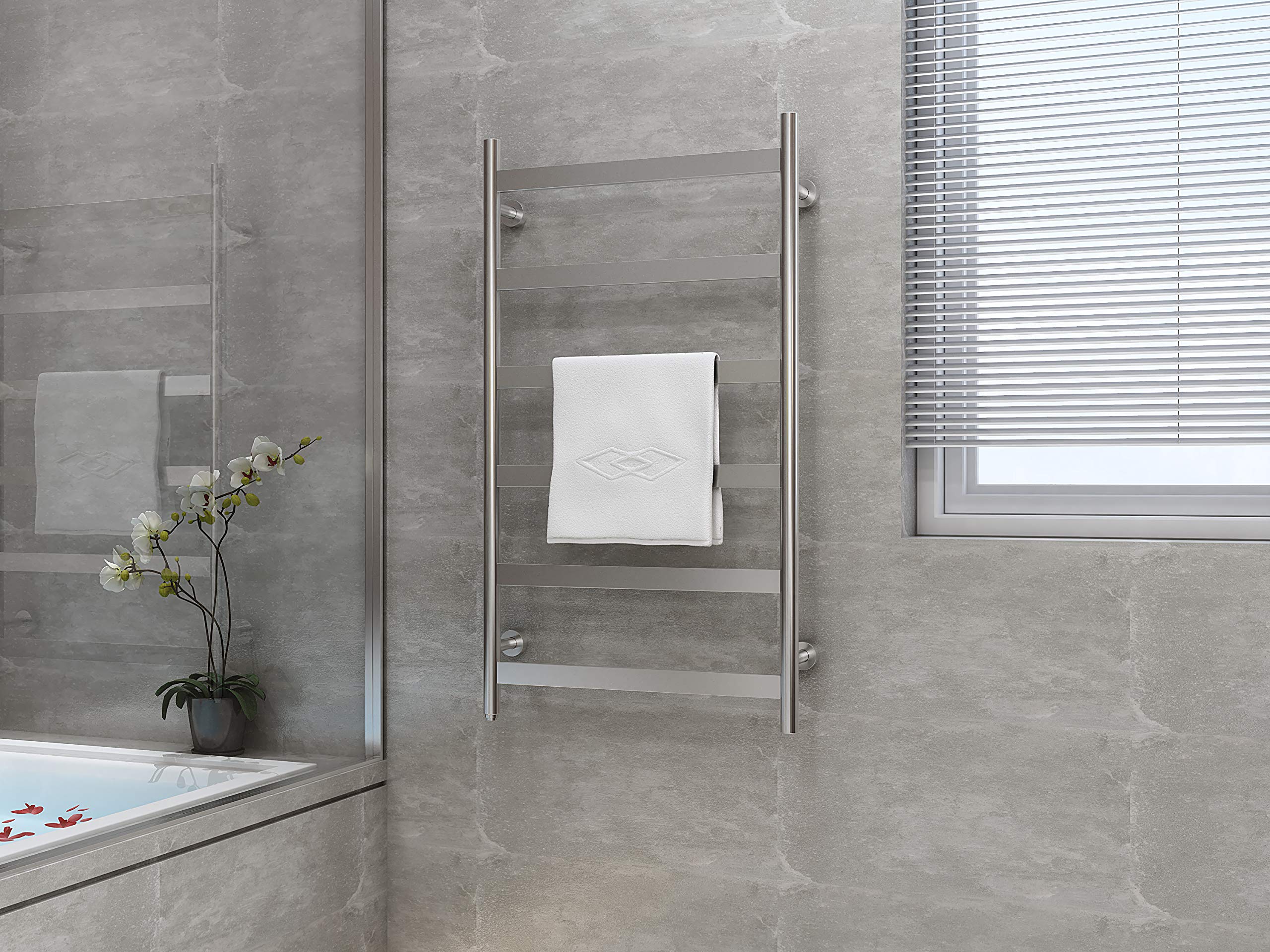 HEATGENE 6-Bar Wall-Mounted Electric Towel Warmer & Dryer - Plug-in Bathroom Heater with Mirror Polish Finish | Perfect for Spa, Bathroom & Luxury Home Use