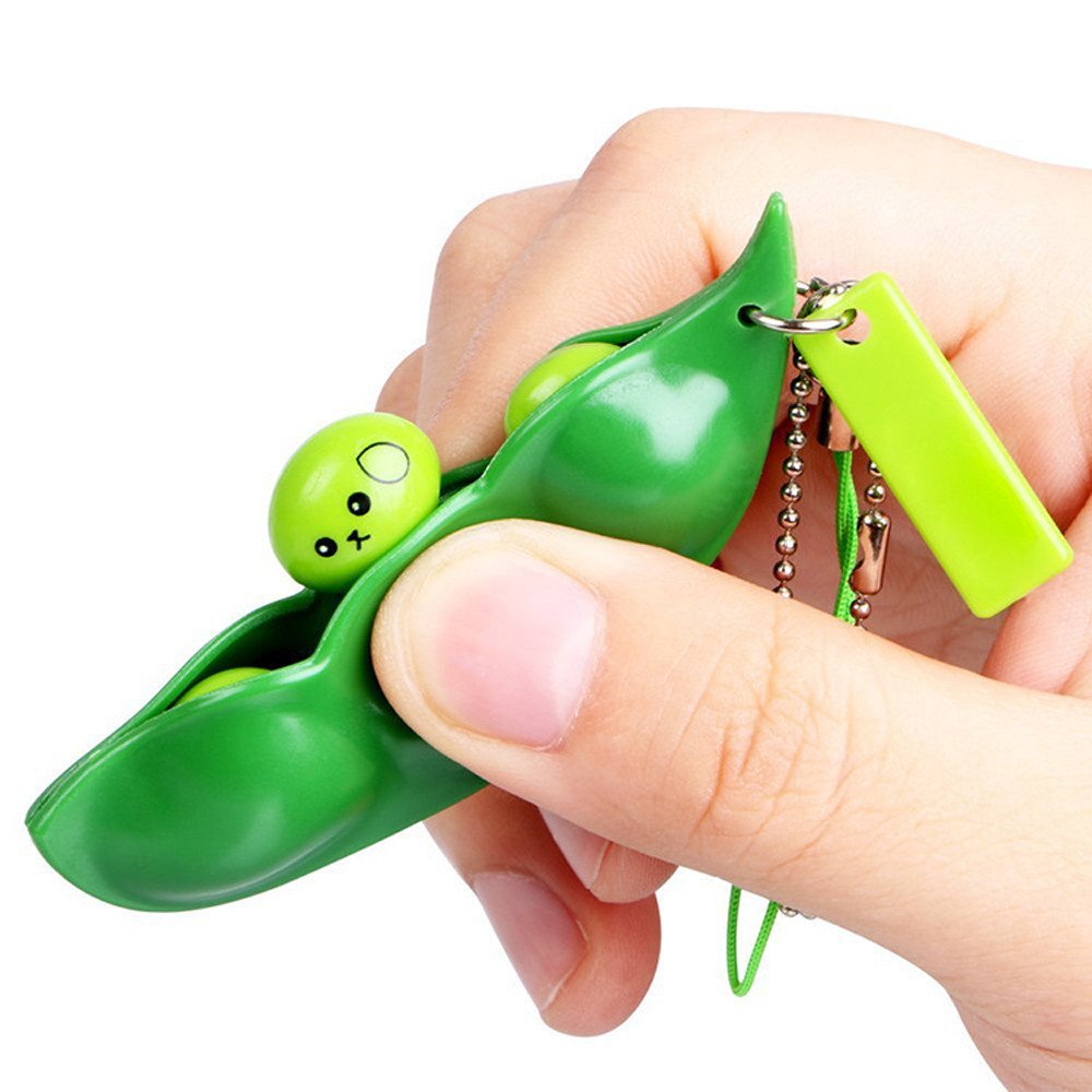 DOAEGNG Squeezable Stress Relief Toy - Fun Bean Keychain Fidget Toy for Anxiety & Pressure Release - Perfect for Office, School & Travel Stress Management