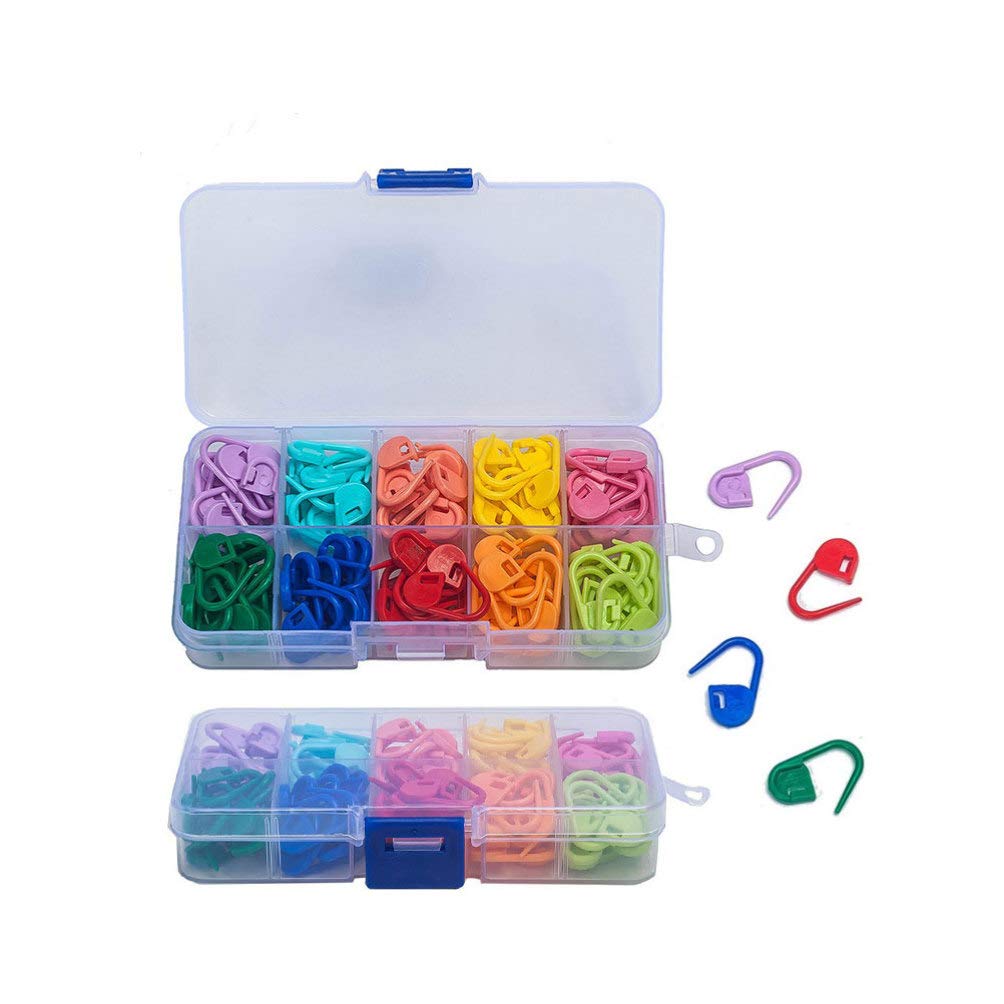 EXCEART 120Pcs Plastic Crochet Locking Stitch Markers with Storage Box - Knitting Needle Clips for Weaving, Sewing, DIY Crafts & Quilling - Perfect for Yarn Projects, Scrapbooking & Handmade Gift Making