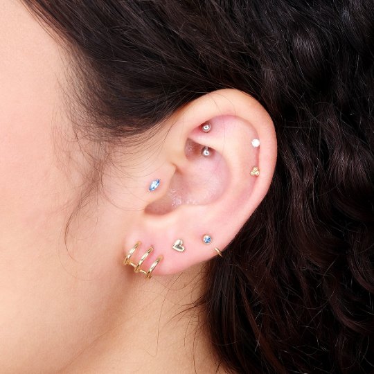 14k Yellow Gold Blue Topaz Ear Cuff - Elegant Non-Pierced Ear Jewelry for Women - Perfect for Parties, Weddings & Everyday Wear