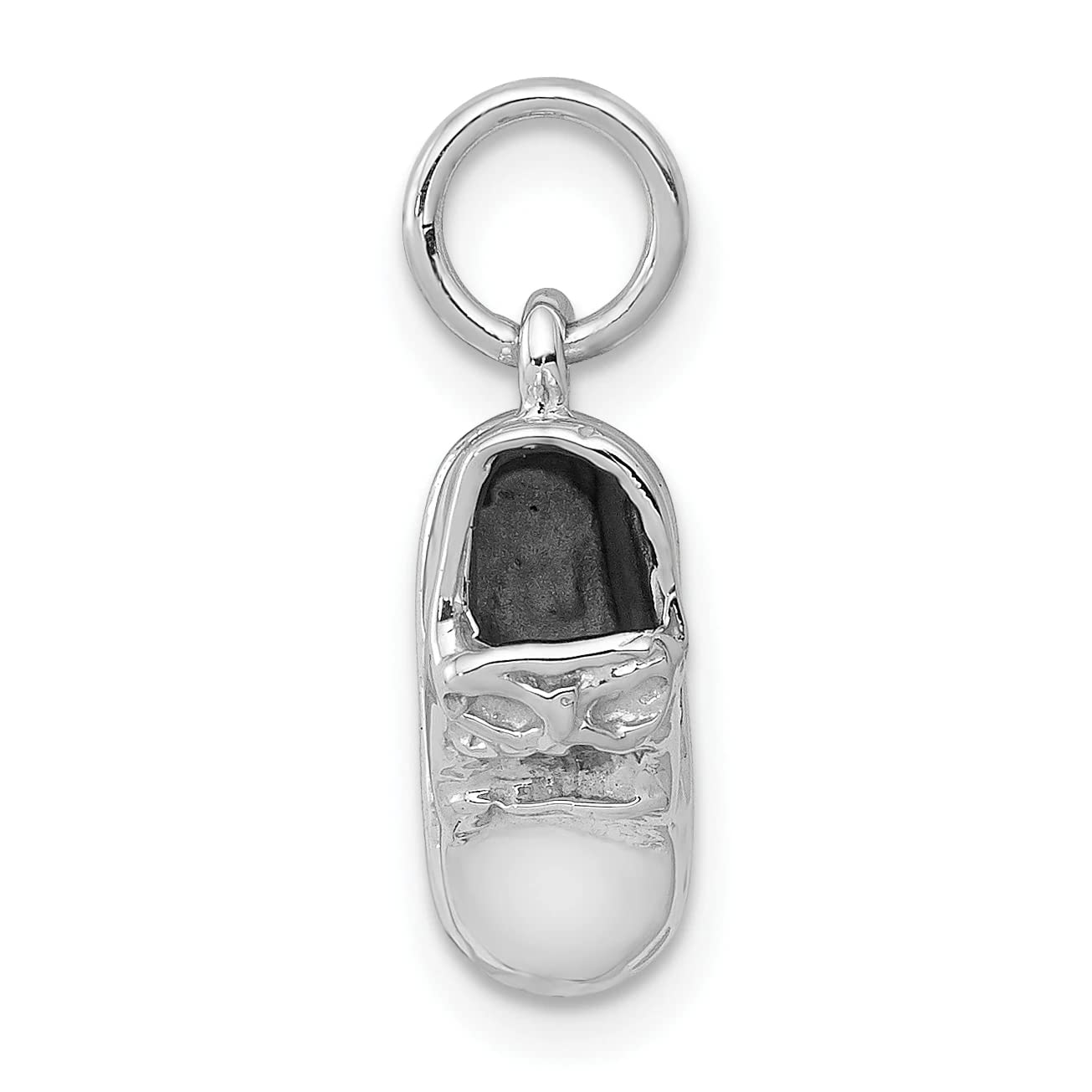 14K White Gold 3D Baby Shoe Charm Pendant - Elegant Jewelry Gift for Newborns, Christening, Baby Showers & First Birthday Celebrations