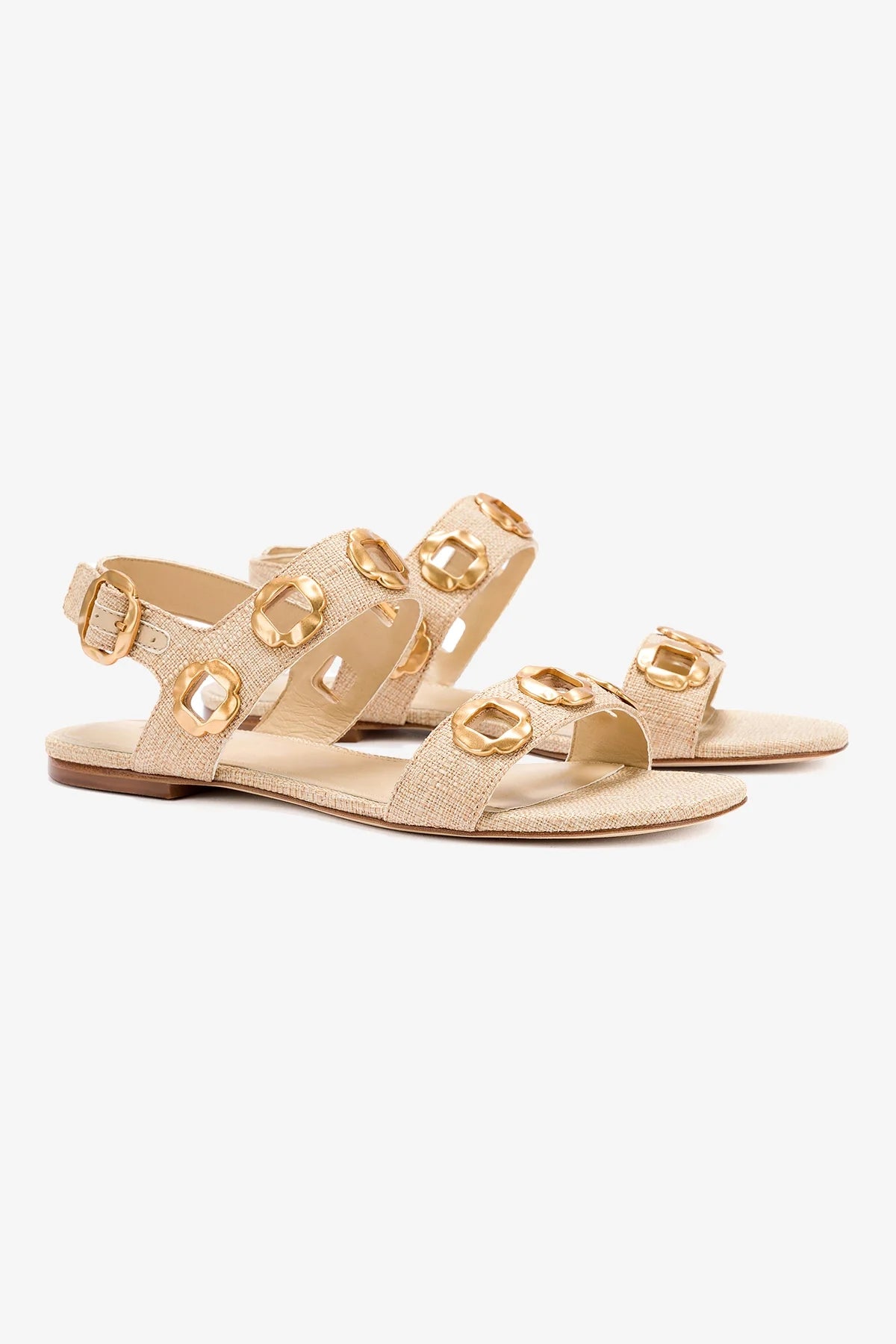 Milan Flat Sandal Women's Beige Raffia Summer Sandals - Comfortable Beach Walking Shoes for Vacation, Travel and Casual Outfits