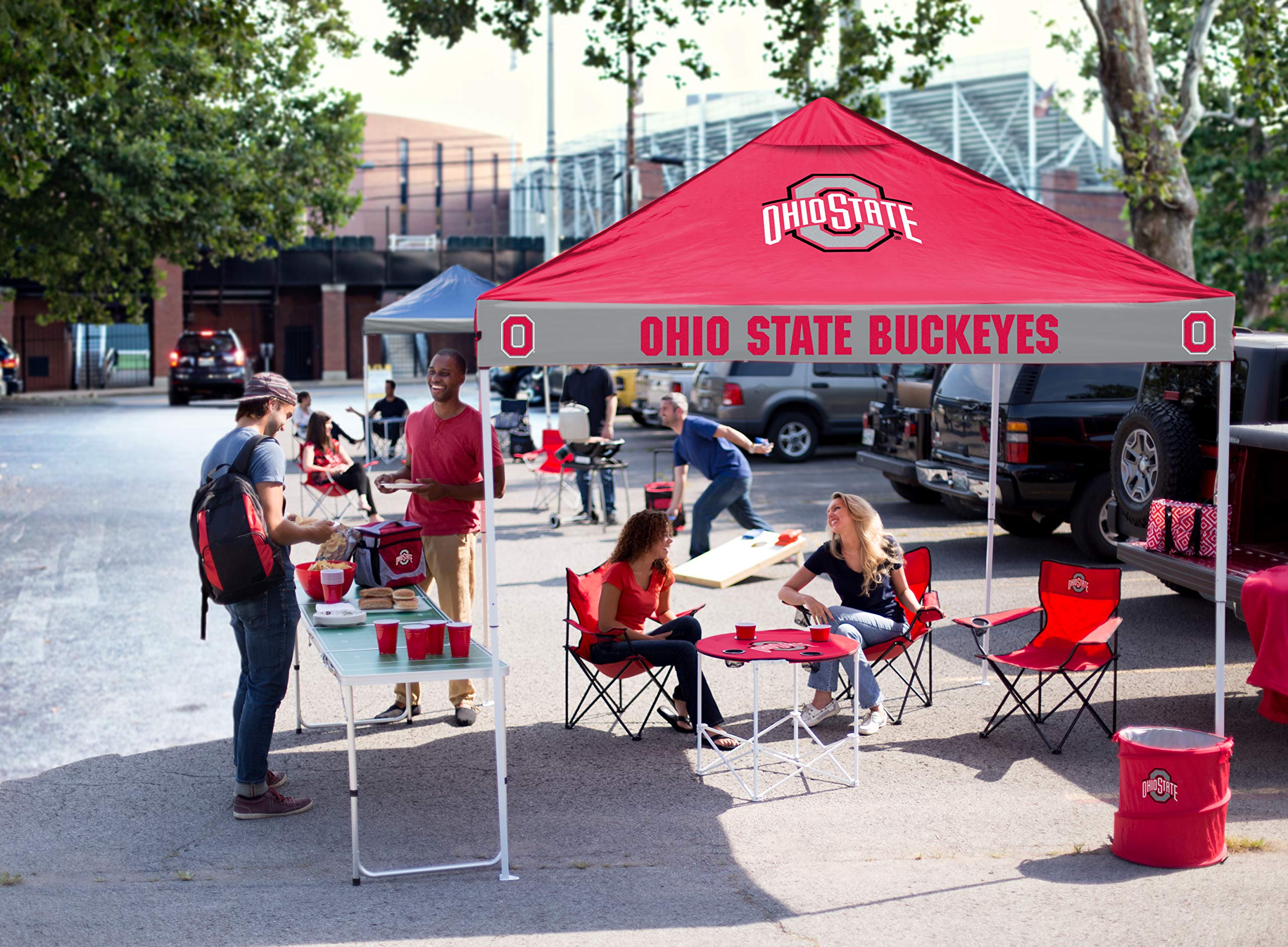 LOGO Brands NCAA Georgia Bulldogs 9x9 Foot Pinwheel Tailgating Canopy Tent - Red & Black - Perfect for Game Day, Outdoor Parties & Camping