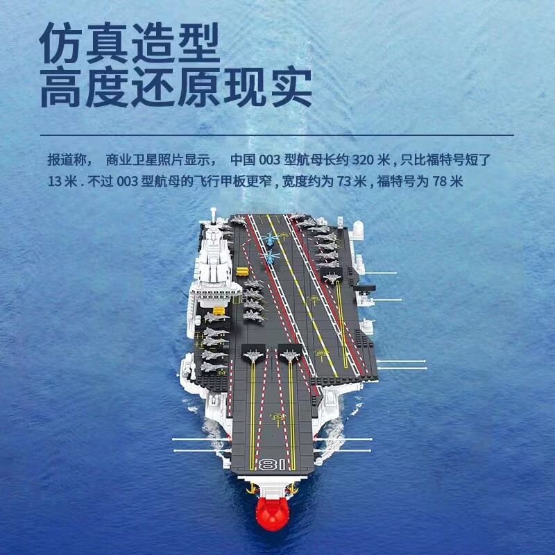 PANLOS 688014 003 Building Blocks Aircraft Carrier Model - Military Warship Toy for Kids & Adults, Perfect for Collectors, Gifts, and Display Scenes
