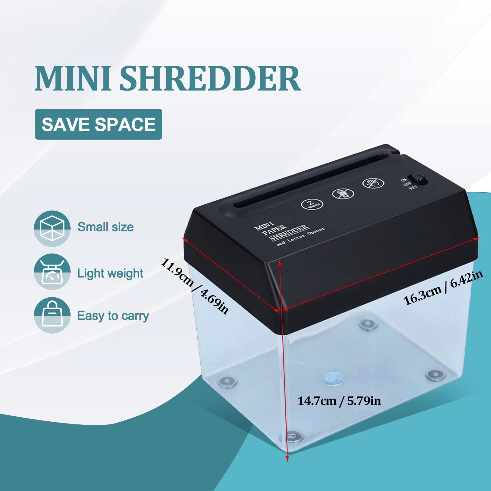 Mini USB A6 Electric Paper Shredder - Portable Home & Office Desktop Document Shredder for Bills, Receipts, Credit Cards | Perfect for Home Office, Small Business & Travel Use