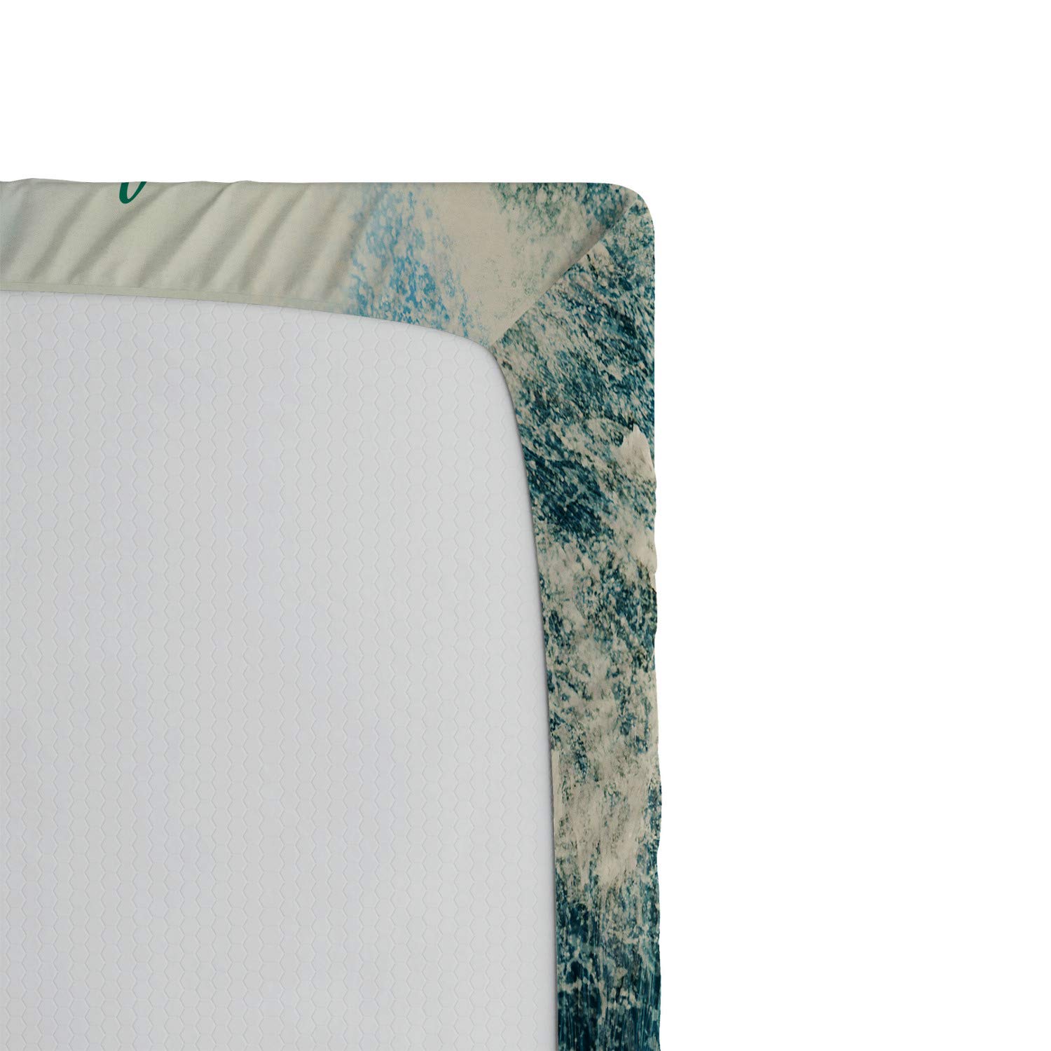 Ambesonne Valentine's Day Themed Fitted Sheet - Love Message & Ocean Waves Design, Deep Pocket Full Size Bed Cover for Comfort | Romantic Bedroom Decor, Couples Gift Idea
