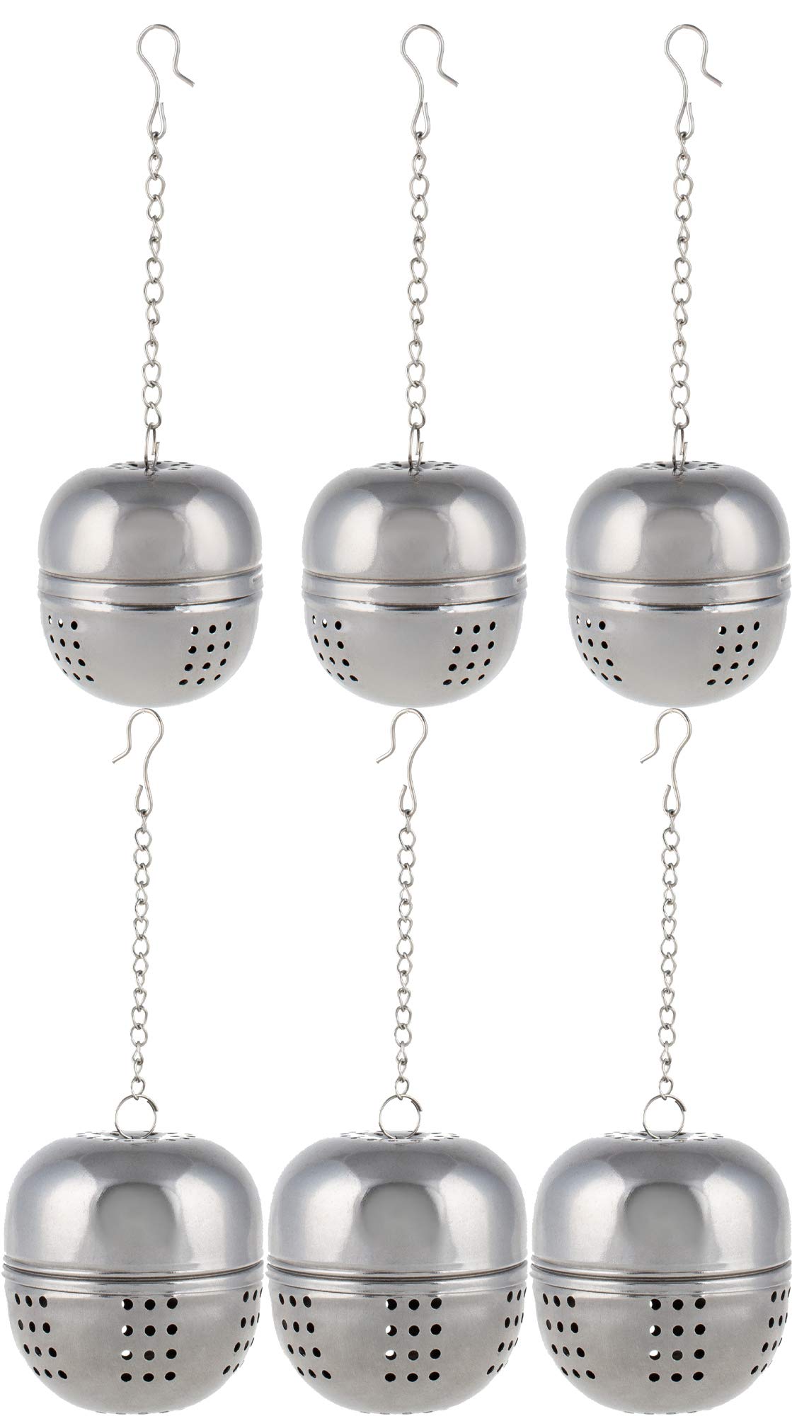 Stainless Steel Loose Leaf Tea Infuser Ball - Pack of 6 Large Mesh Tea Strainers for Teapot & Travel - Perfect for Home Brewing, Office Use & Camping