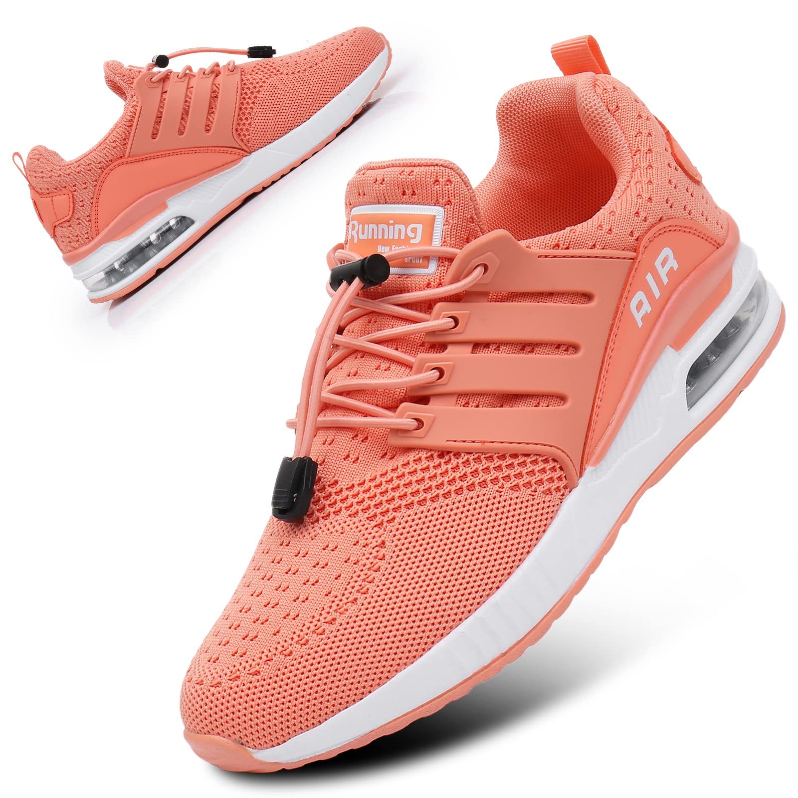 BOGOVER Women's Running Shoes - Lightweight Breathable Air Cushion Sneakers with Elastic No-Tie Laces for Jogging, Gym Workouts & Daily Walking