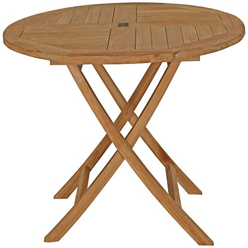 Premium Solid Teak Wood Sanibel Outdoor Folding Table - Seven Seas Weather-Resistant Patio Furniture for Poolside, Garden & Backyard Dining