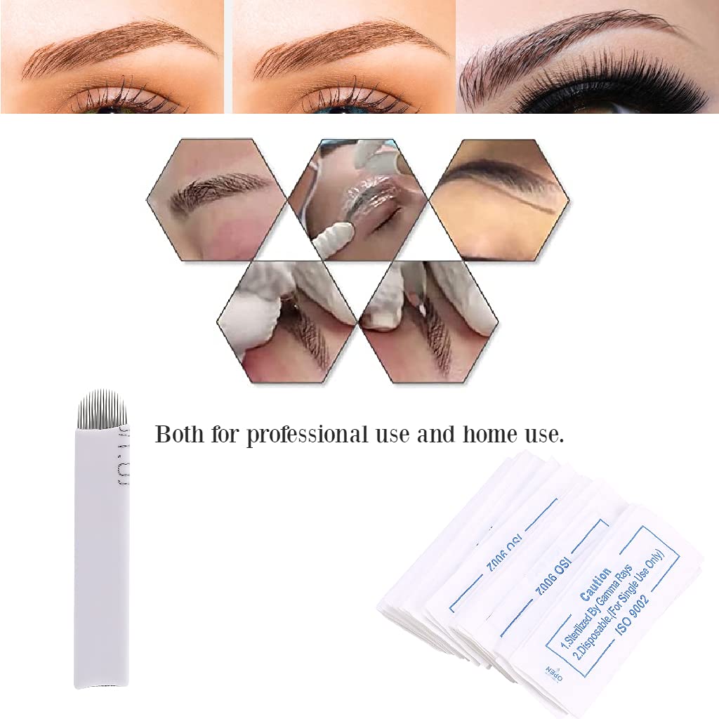 50 Pack Curved 18-Pin Microblading Blades for Semi-Permanent Eyebrow Tattoo - Professional Brow Shaping & Hair Stroke Technique for Natural-Looking Results (Perfect for Salon, Spa & Home Use)