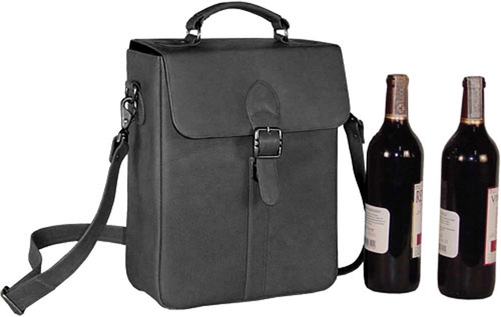 David King & Co. Premium Insulated Double Wine Bottle Carrier - Elegant Black Gift Box for 2 Bottles | Perfect for Picnics, Parties & Wine Tasting Events | Durable & Stylish Wine Tote for Men & Women