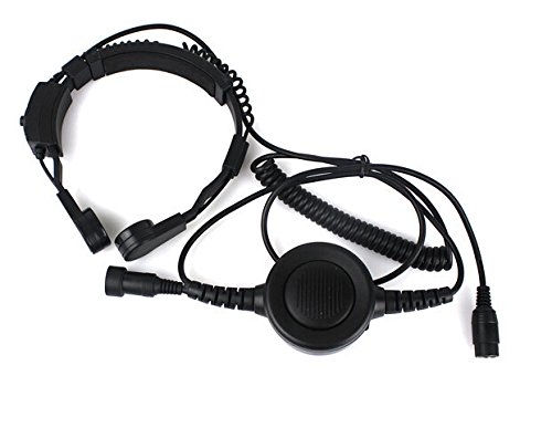 Throat Mic Headset with Push-to-Talk (PTT) Button - Compatible with Baofeng BF-F8HP, UV-82, Kenwood & Wouxun Two-Way Radios - Secure & Hands-Free Communication for Security, Construction & Outdoor Adventures