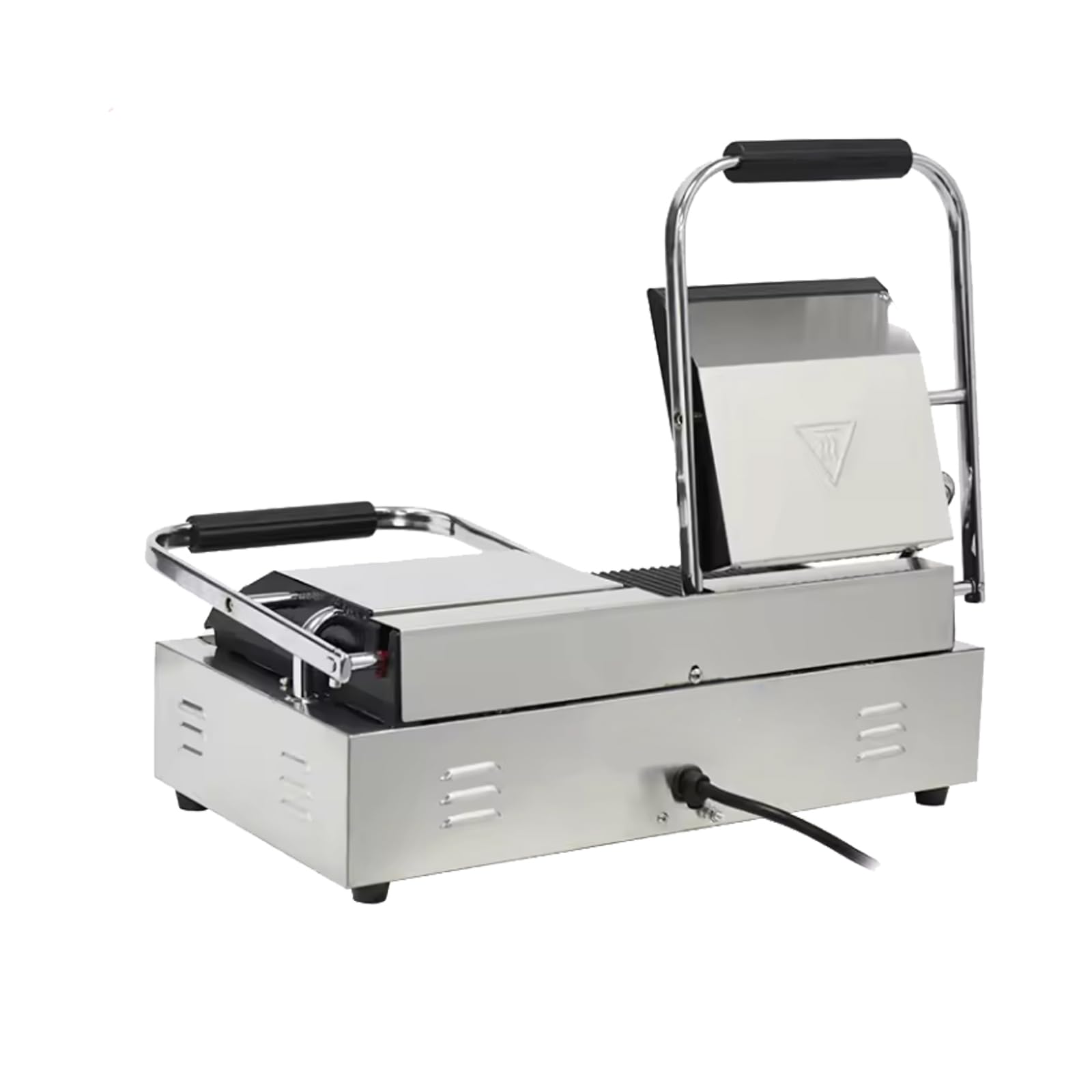 Commercial Electric Panini Press Grill - Stainless Steel Sandwich Maker with Grooved Plates for Restaurants & Cafes - Perfect for Paninis, Burgers, and Grilled Cheese Sandwiches