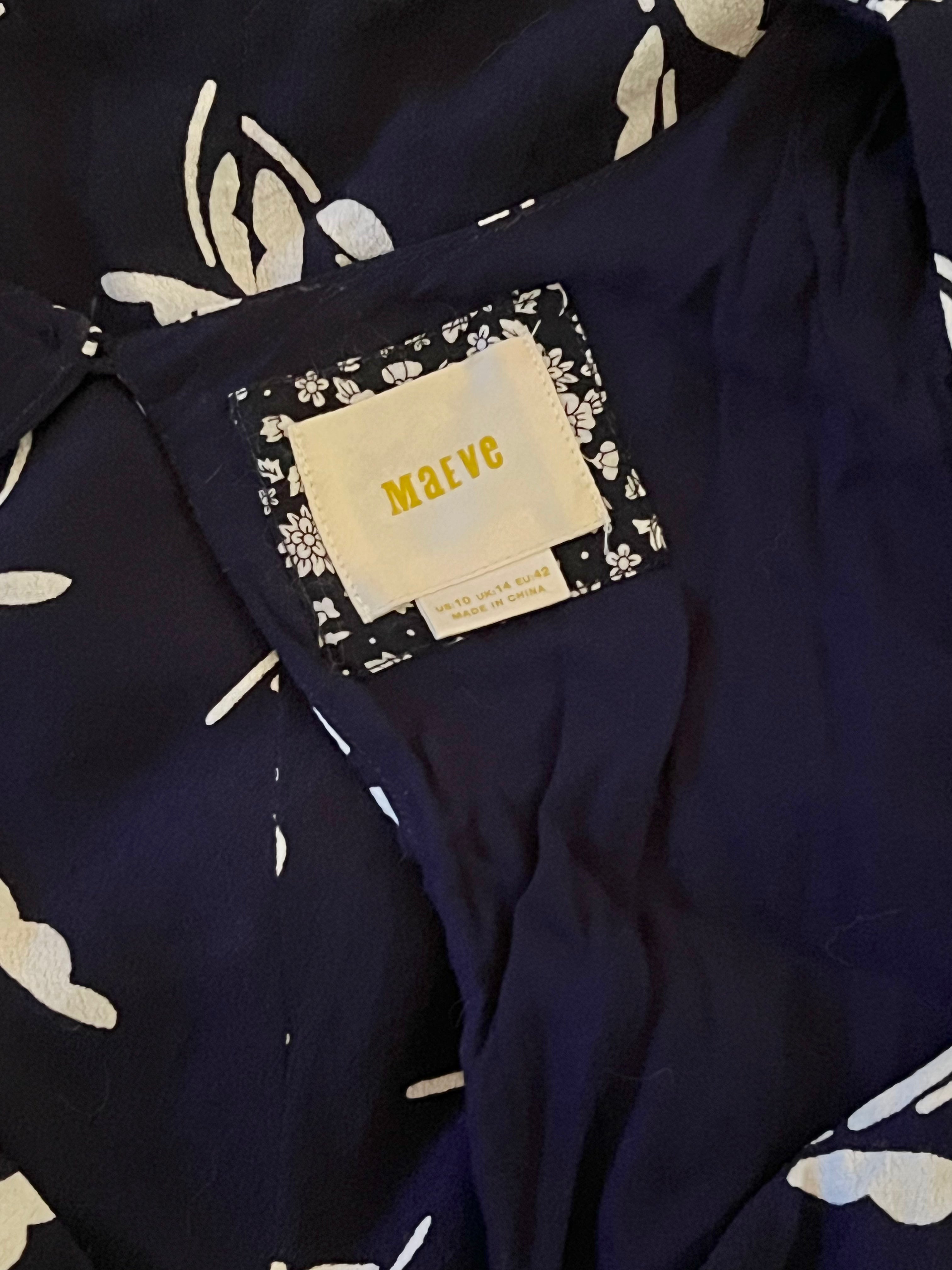 Maeve Women's Size 10 Navy Blue Floral Print Casual Dress - Perfect for Summer Parties, Office Wear & Date Nights