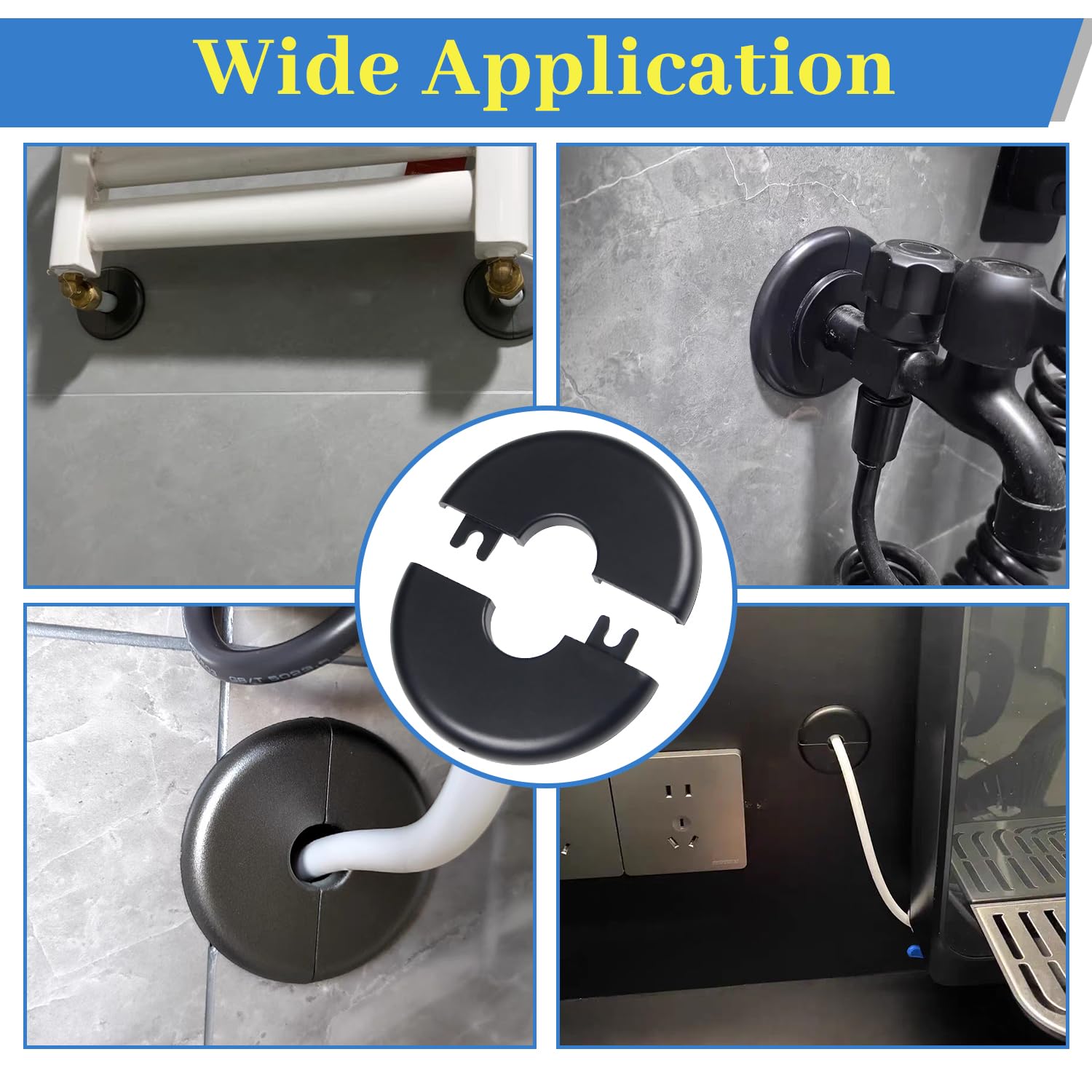 2Pcs Black ABS Wall Split Flange for 2