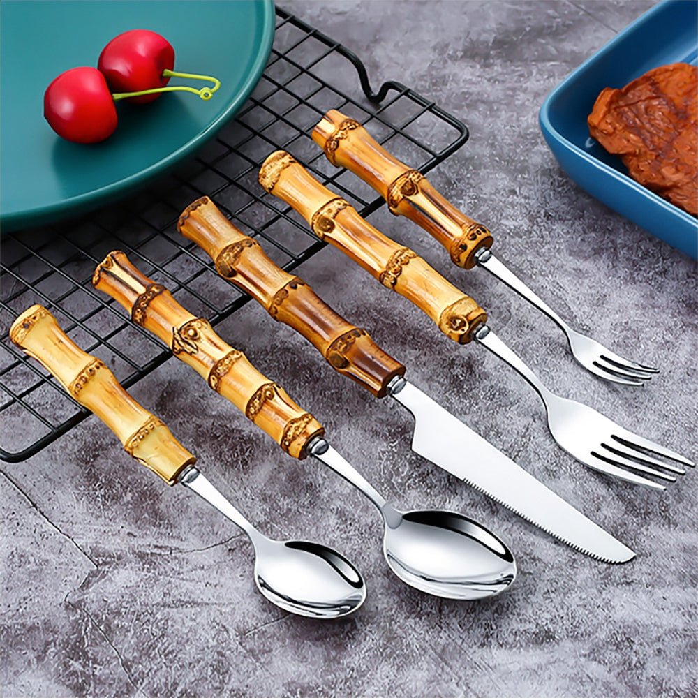 Premium Claridge Bamboo Flatware Set - Eco-Friendly & Durable Cutlery for Everyday Dining, Picnics, and Sustainable Living