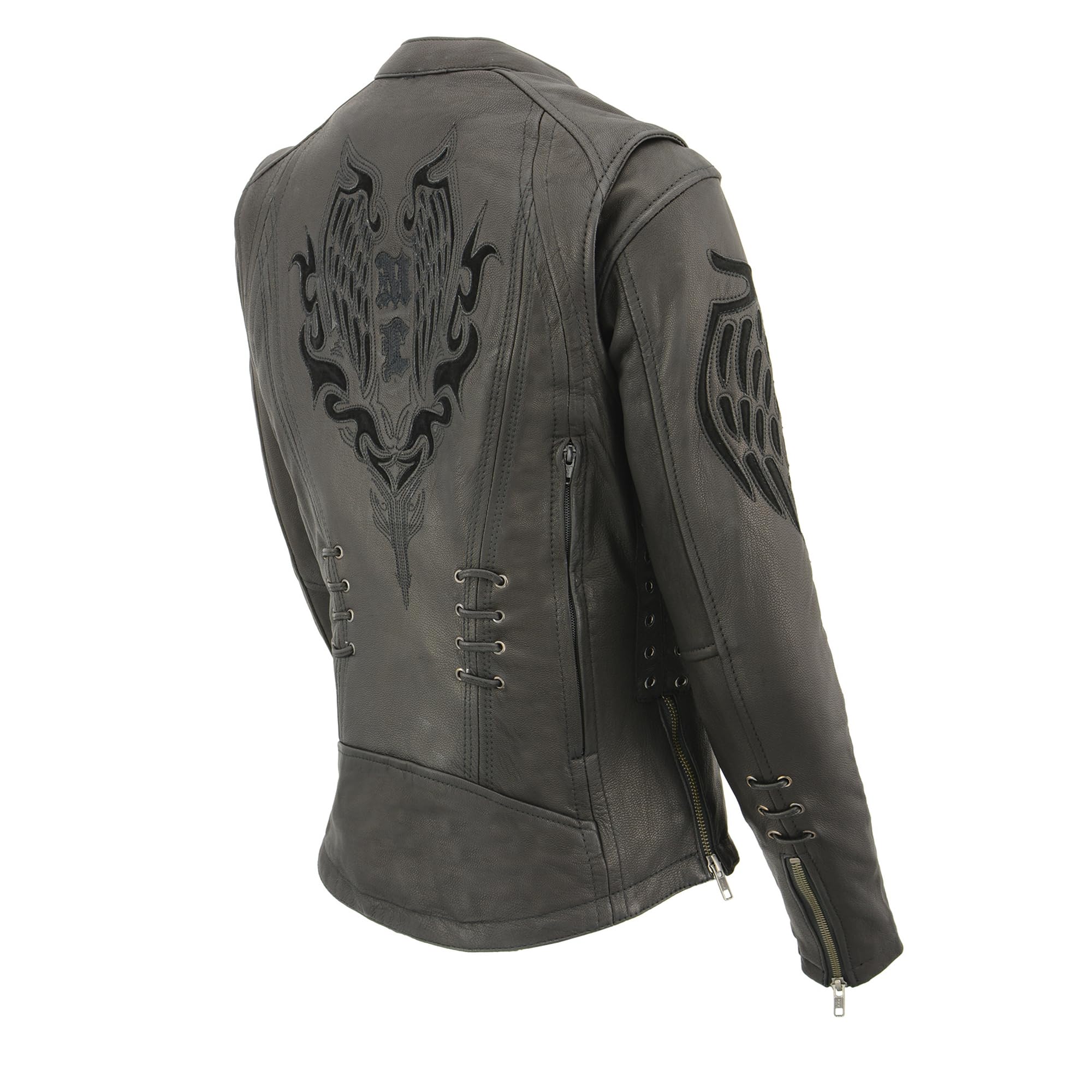 Milwaukee Leather Women's Lightweight Scuba Racer Jacket with Lace & Grommet Details MLL2535 - Perfect for Motorcycle Riding, Casual Outfits & Fashionable Layering