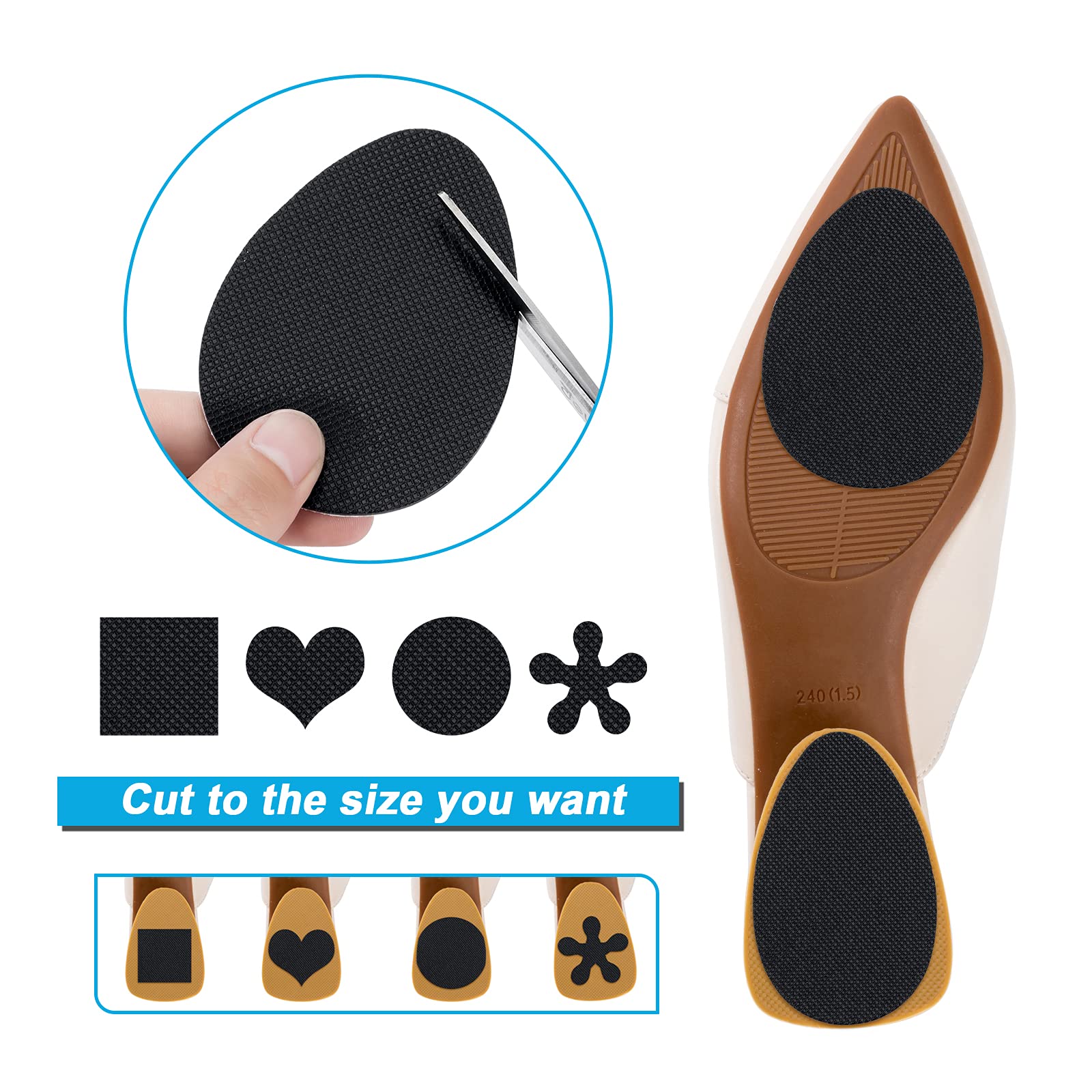 Non-Slip Shoe Pads for Women & Men - GADEBAO Self-Adhesive Anti-Slip Shoe Grips, Odorless Silicone Sole Protectors for High Heels & Dress Shoes (8 Pairs, Black) - Perfect for Work, Parties & Slippery Floors