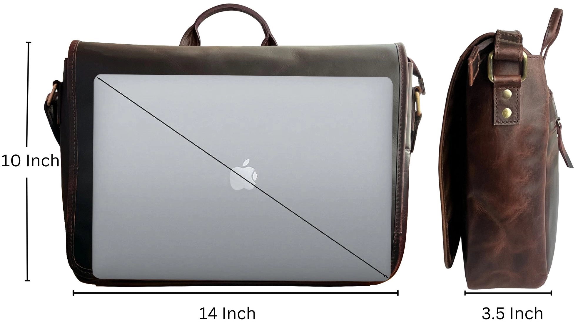 Premium Genuine Leather Laptop Messenger Bag for Men - Business Office Work, College School & Travel - Crossbody Satchel Briefcase for MacBook, iPad & Work Essentials