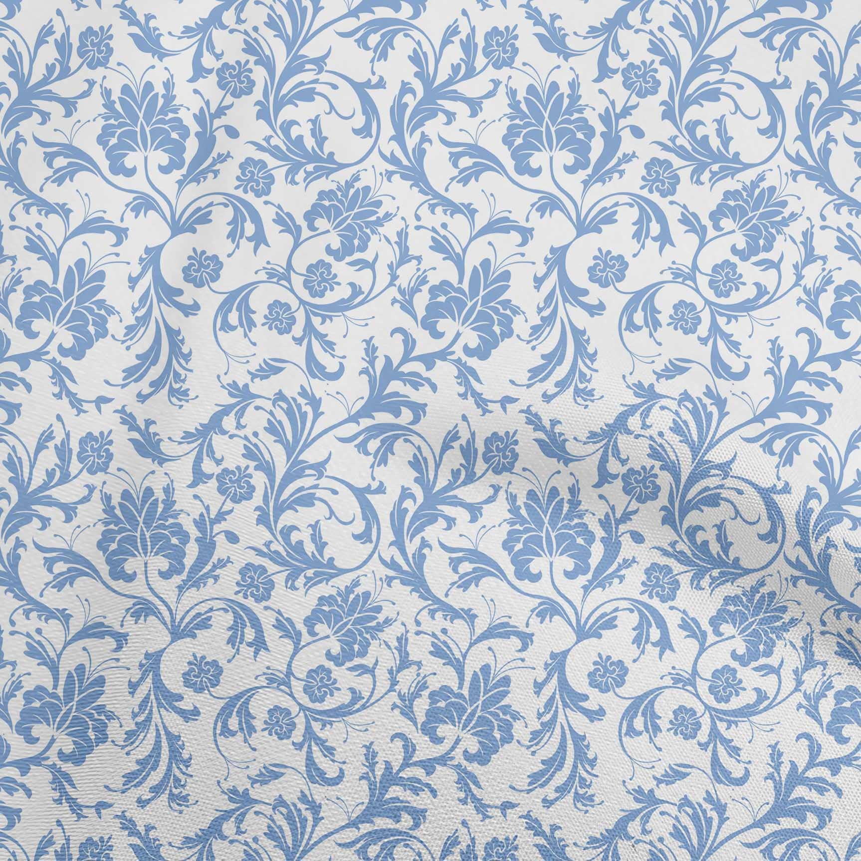 oneOone Cotton Cambric White Fabric with Asian Floral Print - 42 Inch Wide by The Yard for DIY Clothing & Sewing Projects | Perfect for Dresses, Blouses, and Home Decor