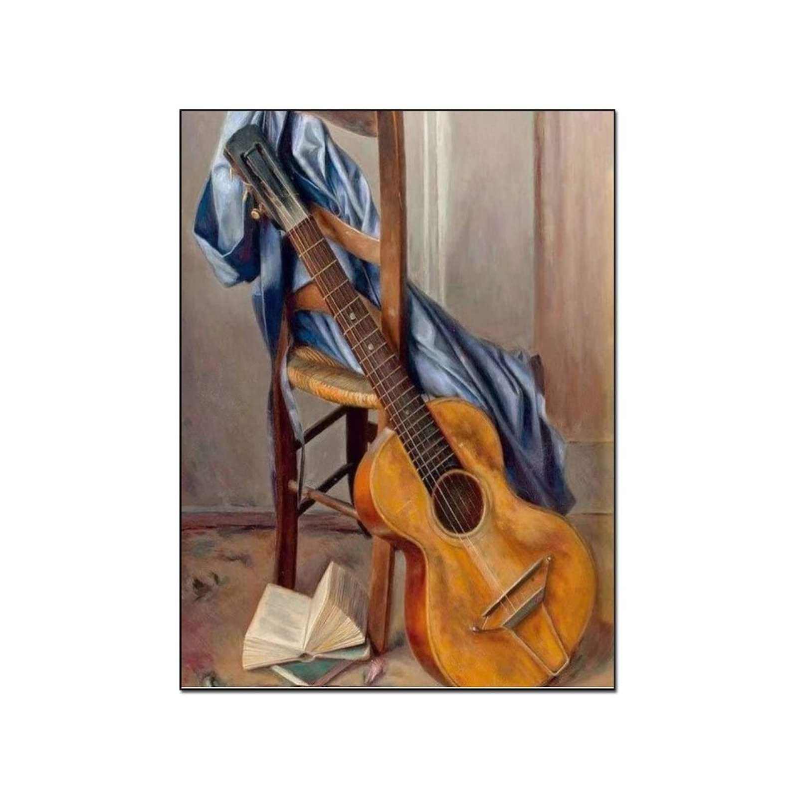 Premium Guitar Wall Art Poster - Music Instrument Canvas Print for Home & Office Decor - 8x10 Inch (20x26cm) Framed Style - Perfect for Living Room, Bedroom, Kitchen & Music Studio Decoration