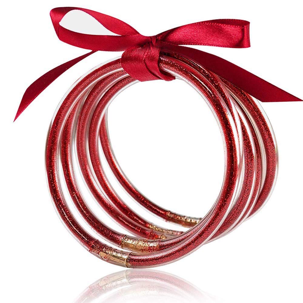 Paderison Glitter Jelly Bangles Bracelets Set for Women & Girls - Colorful Glitter Filled Silicone Fashion Jewelry - Perfect for Parties, Festivals, and Everyday Wear