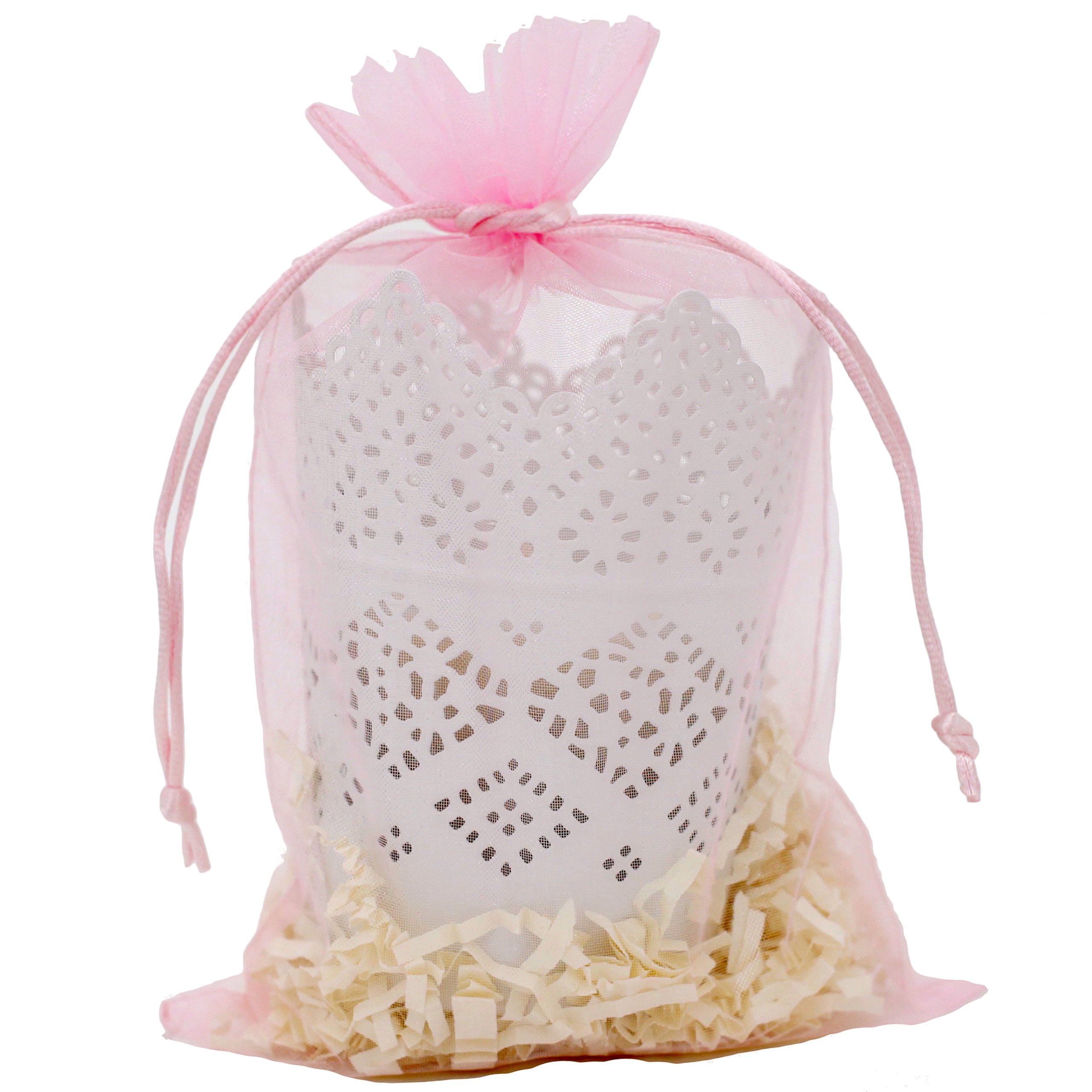 30 Designer Organza Fabric Gift Bags - Elegant Pink 5.5