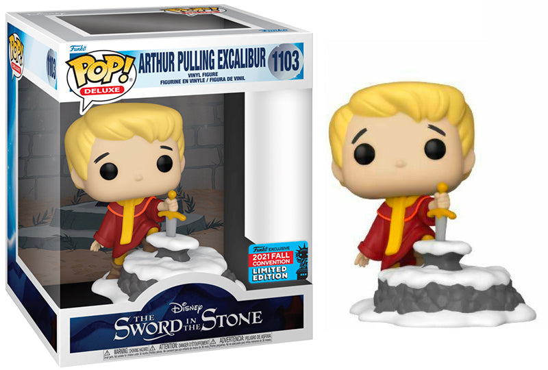 Arthur Pulling Excalibur Deluxe Sword in the Stone Collectible Figure - 2021 Fall Convention Exclusive - Perfect for Fantasy Collectors & Medieval Decor