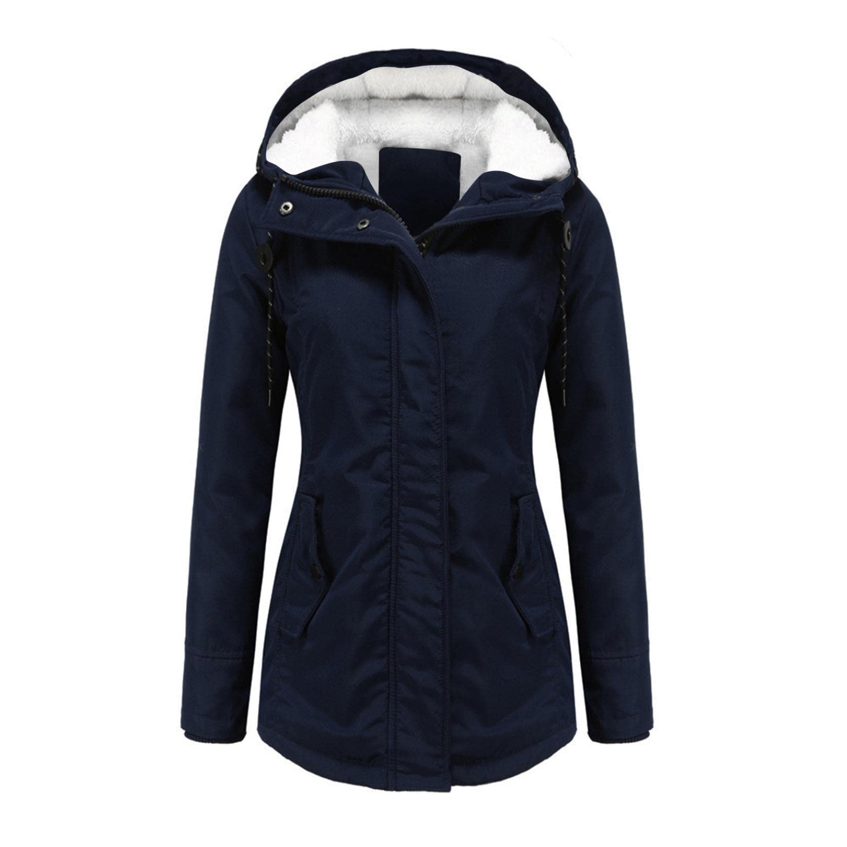 Women's Fleece Lined Hooded Winter Coat - Thermal Zip Up Puffer Jacket with Cotton Padding | Warm Outerwear for Cold Weather, Snow Activities & Daily Commute