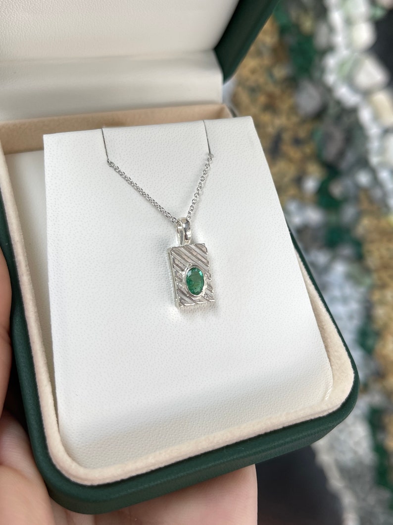 0.50ct Natural Oval Cut Emerald Solitaire Pendant Necklace - 925 Sterling Silver Bezel Set for Men & Women | Perfect for Weddings, Anniversaries & Everyday Elegance
