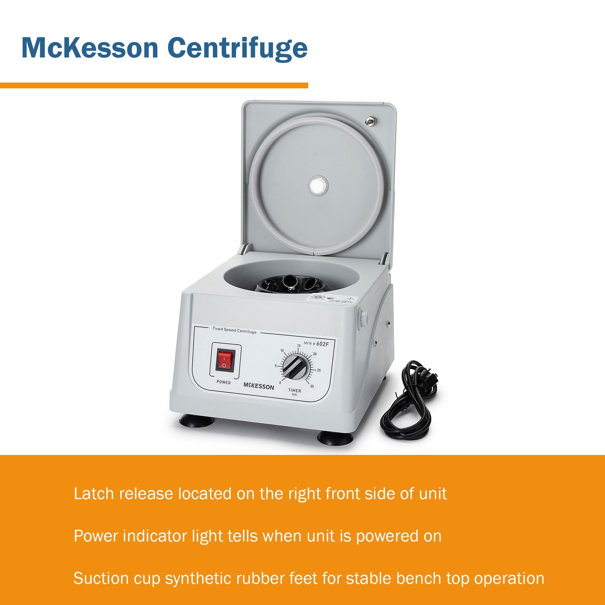 McKesson Clinical Centrifuge Machine - 3400 RPM Fixed Speed, 6-Place Fixed Angle Rotor for Laboratory Blood & Urine Testing - Ideal for Medical Labs, Hospitals & Research Facilities