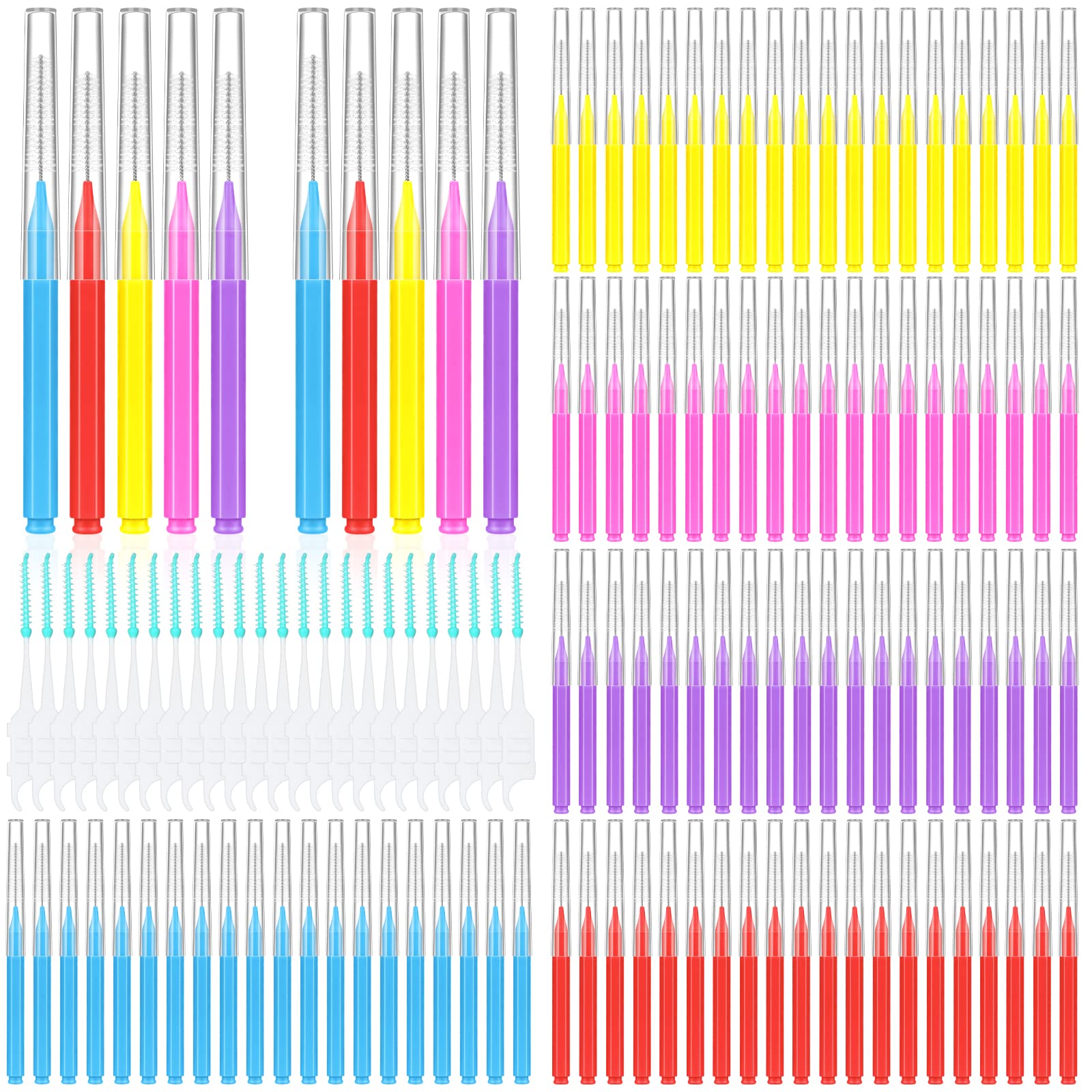 300 Pcs Interdental Brushes for Braces - 6 Sizes Soft & Bendable Dental Cleaning Brushes | Gentle Teeth Gum Care, Flossing Tool for Braces & Oral Hygiene | Perfect for Travel, Home & Office Use
