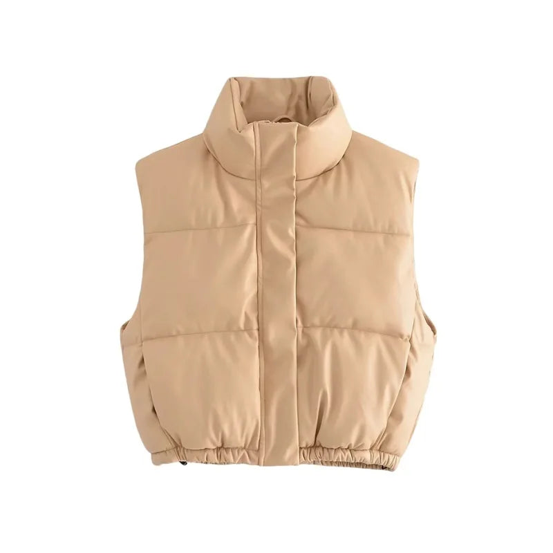 Women's Cotton Vest Short Casual Black Button Up Outwear & Coat - Warm Cropped Top for Autumn Winter 2023 | Perfect for Office, Layering & Everyday Wear