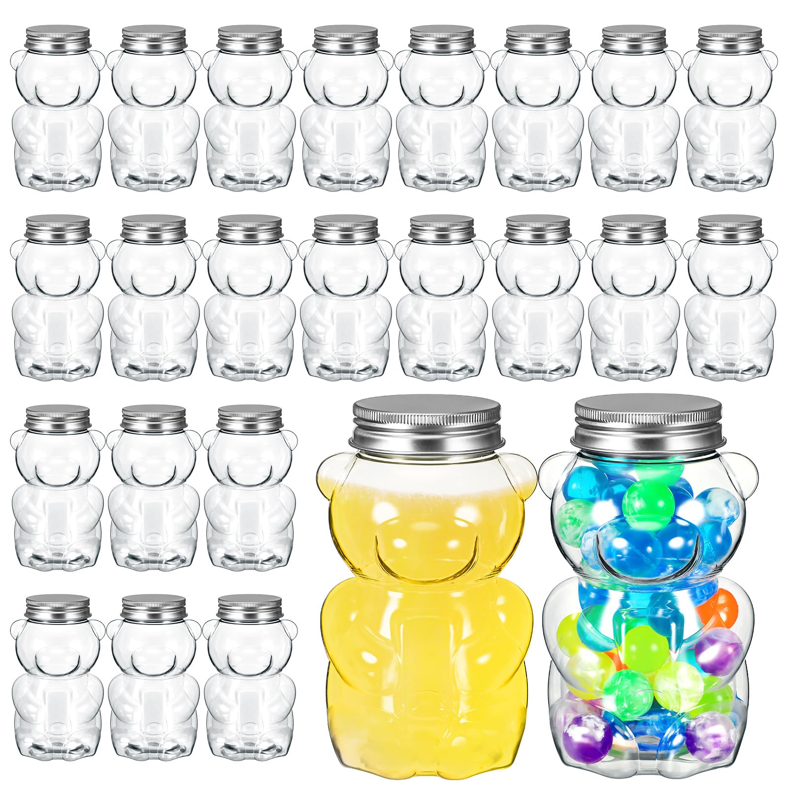 24 Pack Mumufy Bear-Shaped Plastic Jars - 17oz Large Capacity Empty Containers for Candy, Milk Tea, DIY Gifts & Home Decor | Perfect for Party Favors, Wedding Treats & Craft Storage