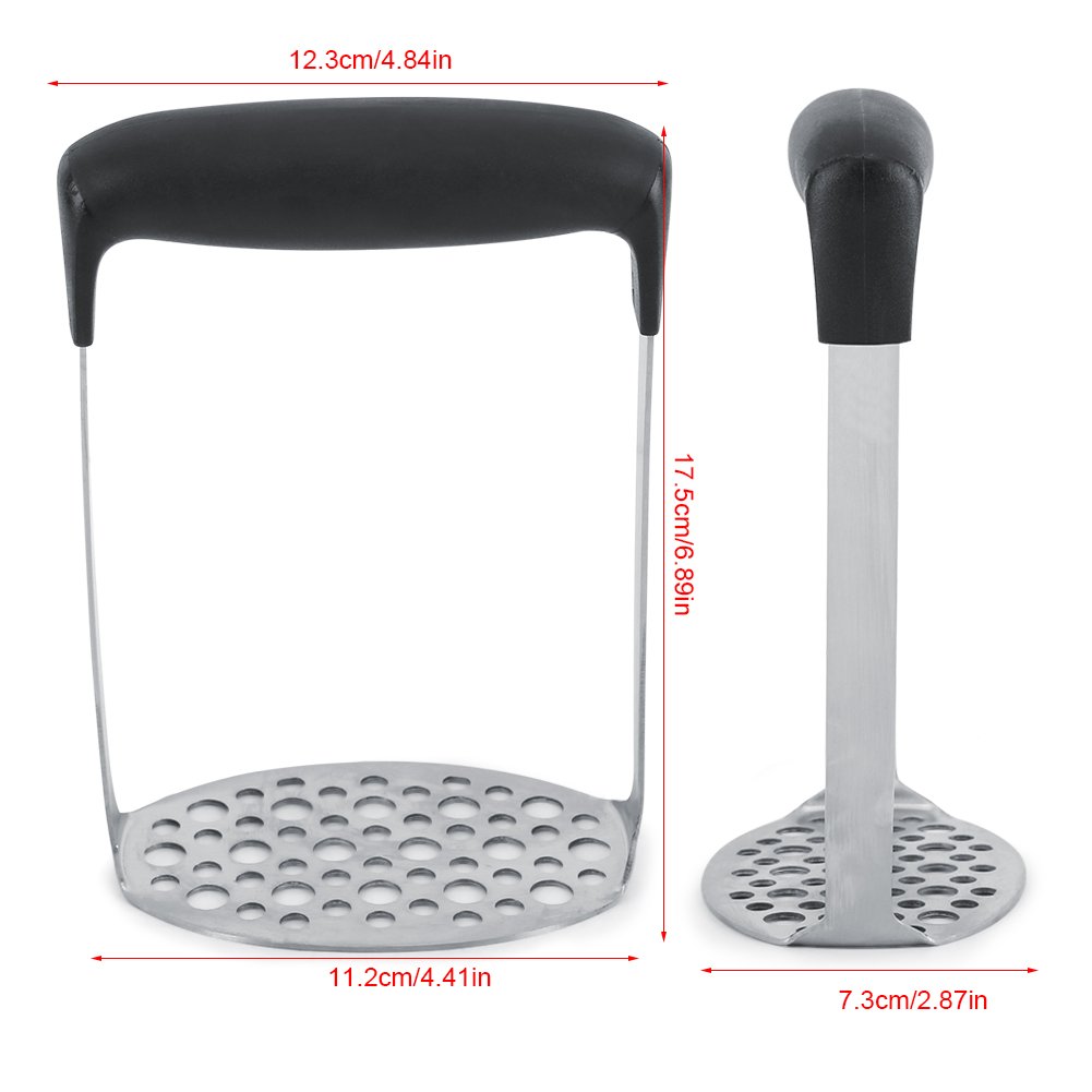 Stainless Steel Potato Masher with Ergonomic Wide Handle - Heavy Duty Kitchen Tool for Mashing Potatoes, Vegetables & Fruits - Perfect for Making Creamy Mashed Potatoes, Baby Food & Smooth Purees
